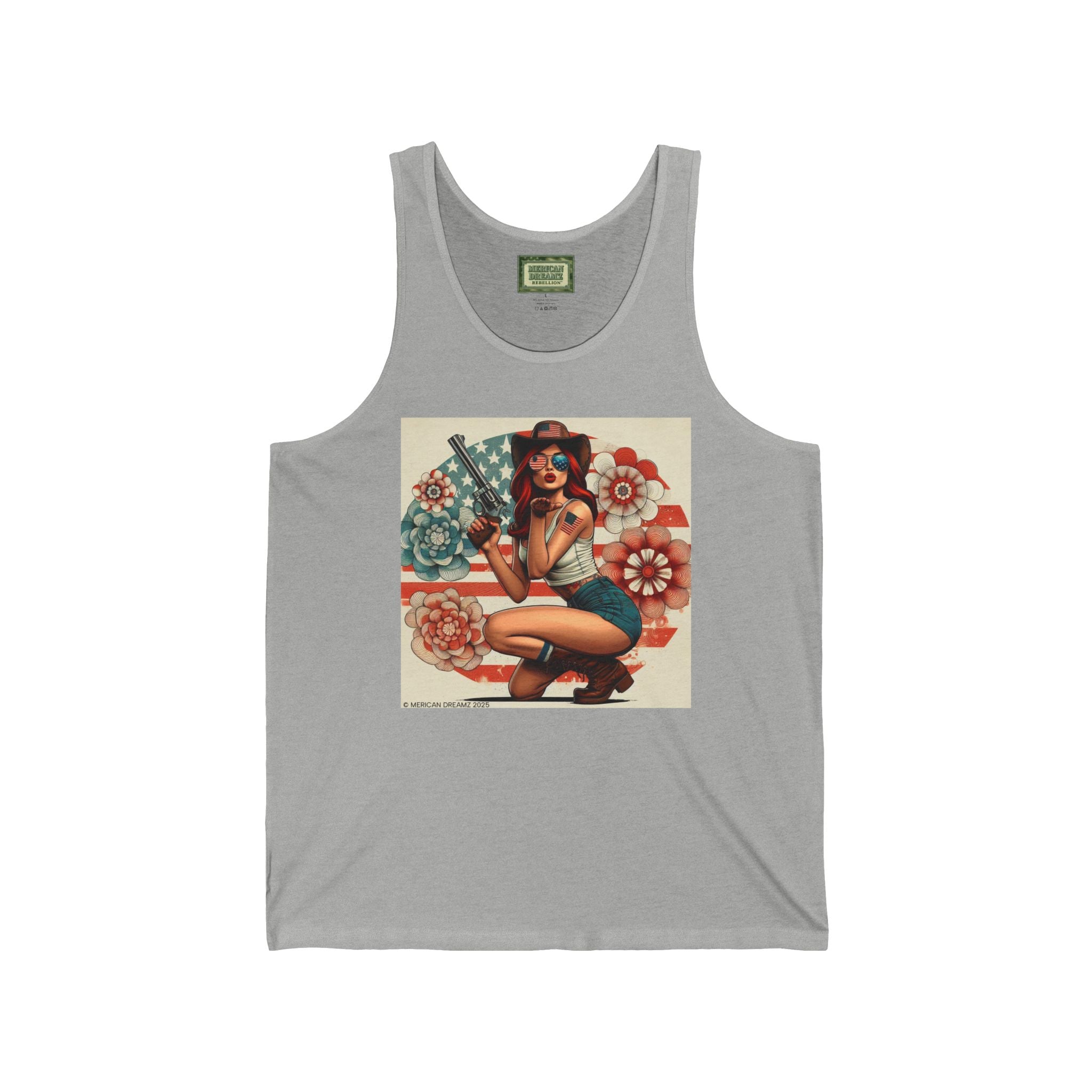 Patriotic Pin-Up Tank Top — Vintage American Flag Girl Graphic