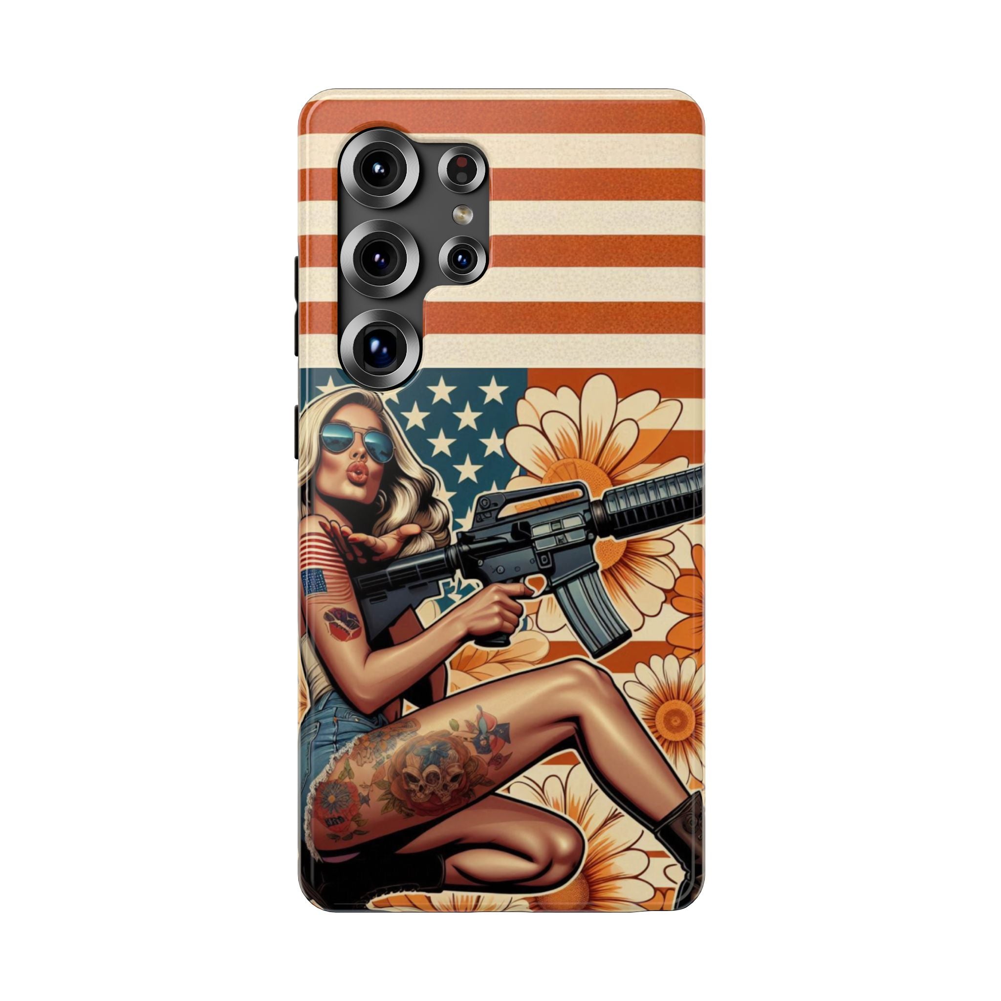 Americana AR-15 Pinup Girl - Impact‑Resistant Phone Case   Samsung Galaxy Series S22 / S22+ / S22 Ultra - S25 / S25+ / S25 Ultra
