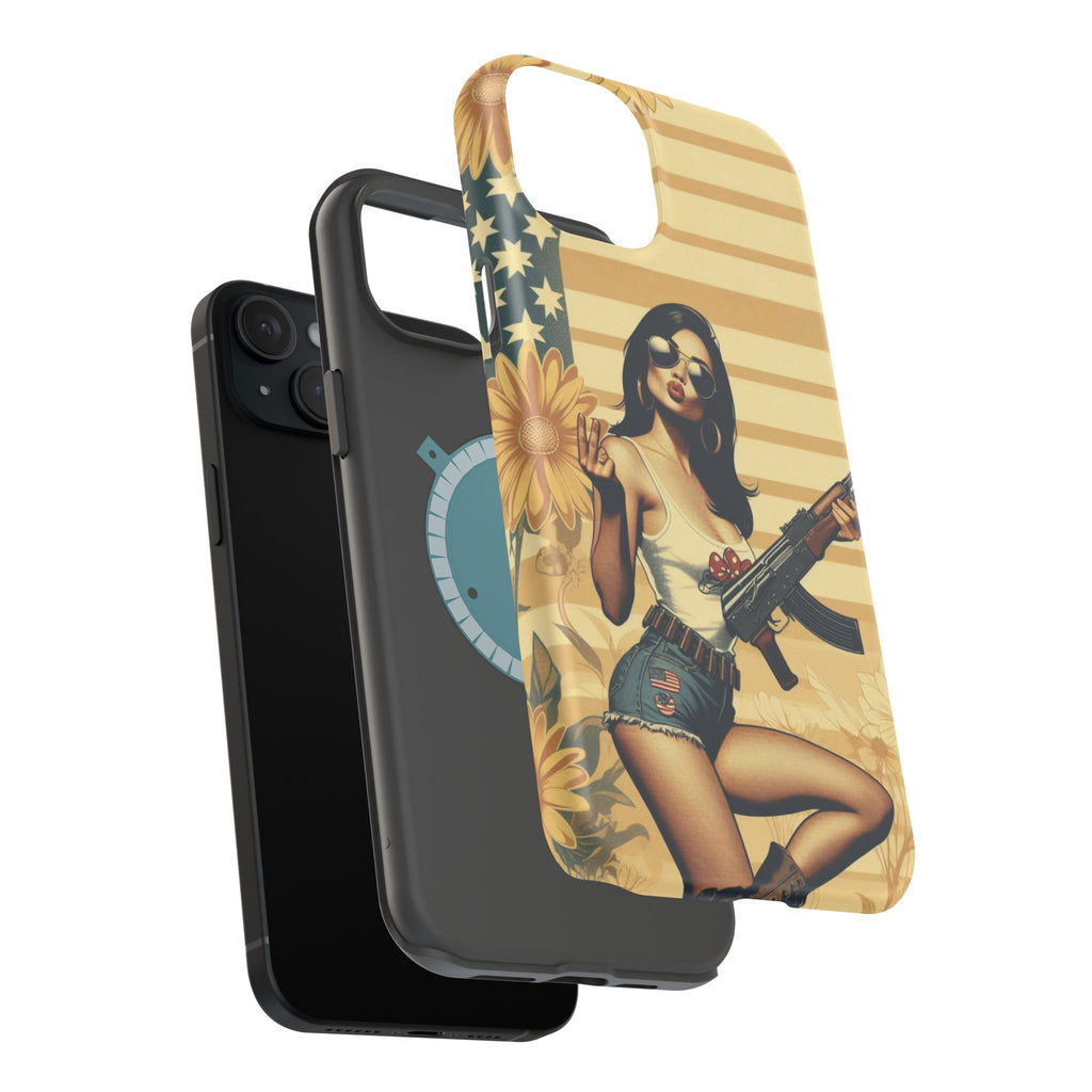 Americana AK-47 Pinup Girl - Magnetic Impact‑Resistant Phone Case  iPhone 13-17 / Samsung S26  MagSafe Compatible