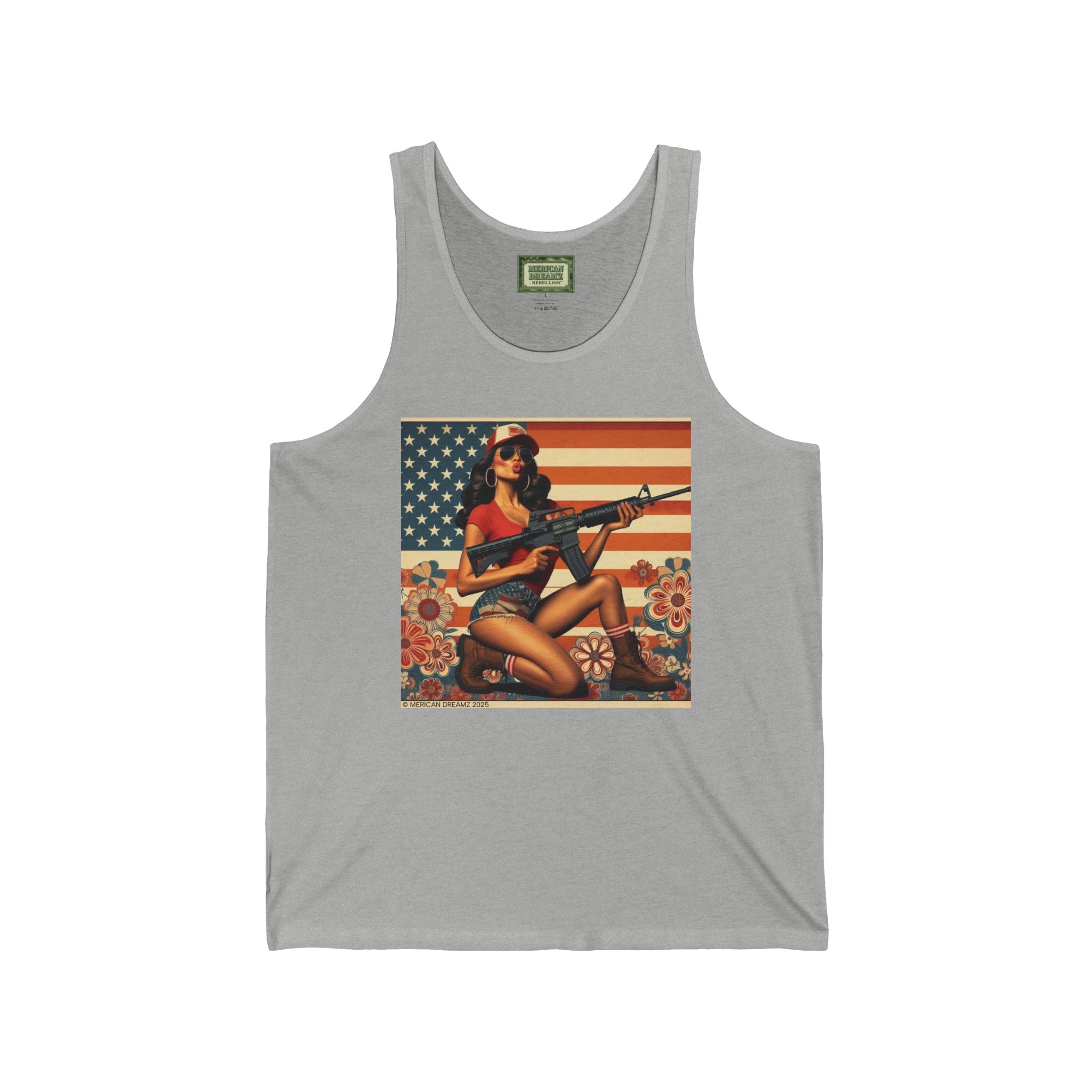 Patriotic Pin-Up Tank Top — Vintage American Flag Girl Graphic