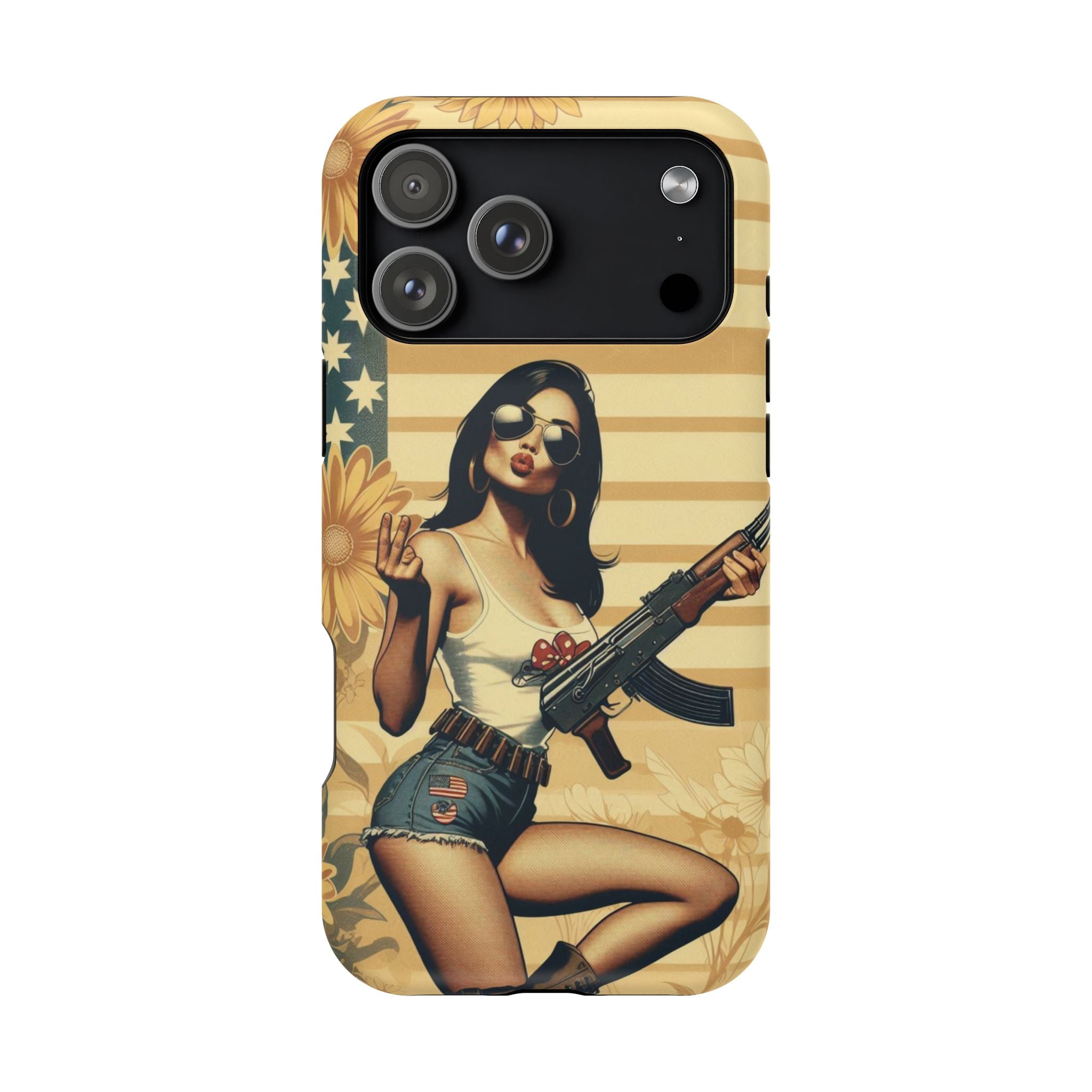 Americana AK-47 Pinup Girl - Magnetic Impact‑Resistant Phone Case  iPhone 13-17 / Samsung S26  MagSafe Compatible