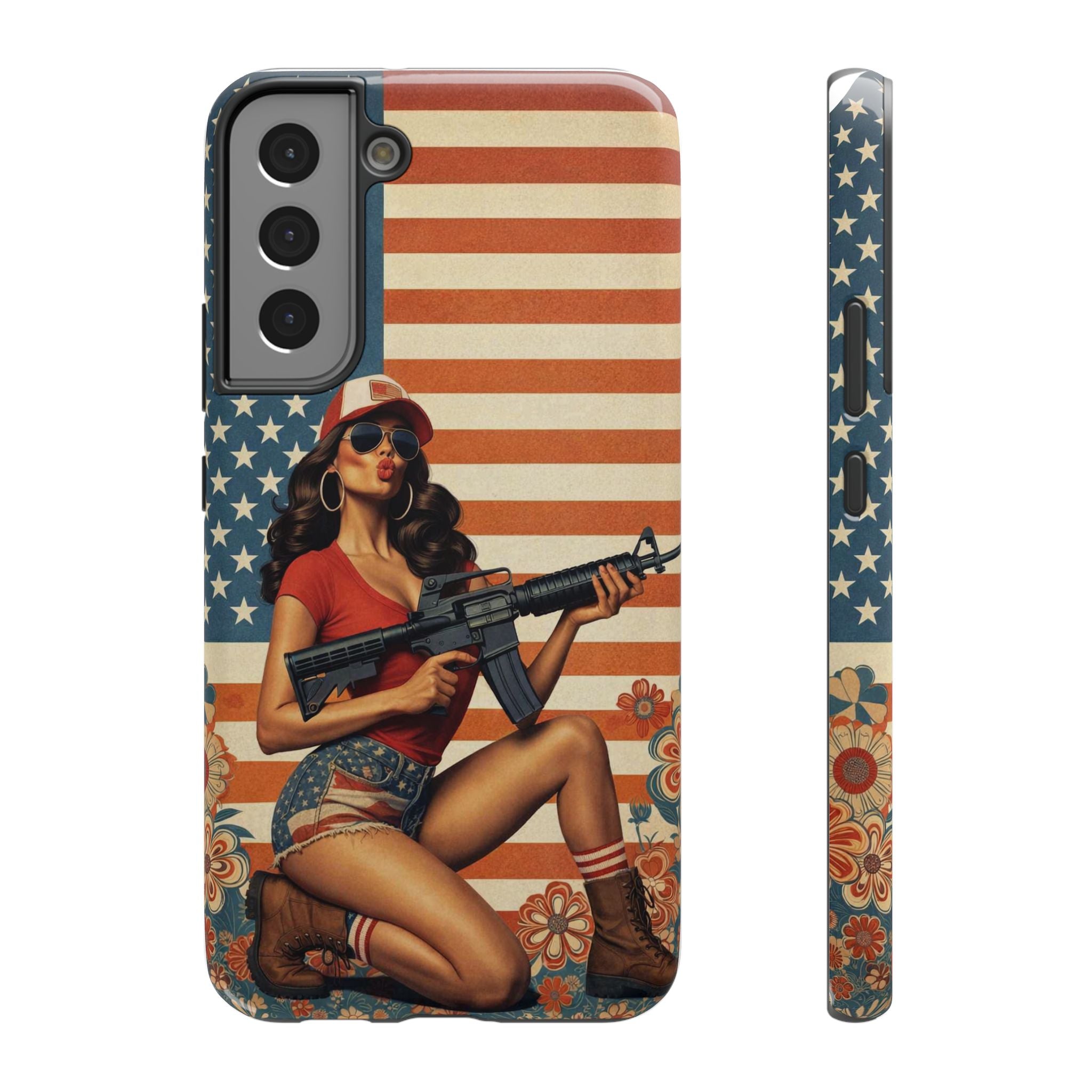 Americana AR-15 Pinup Girl - Impact‑Resistant Phone Case   Samsung Galaxy Series S22 / S22+ / S22 Ultra - S25 / S25+ / S25 Ultra