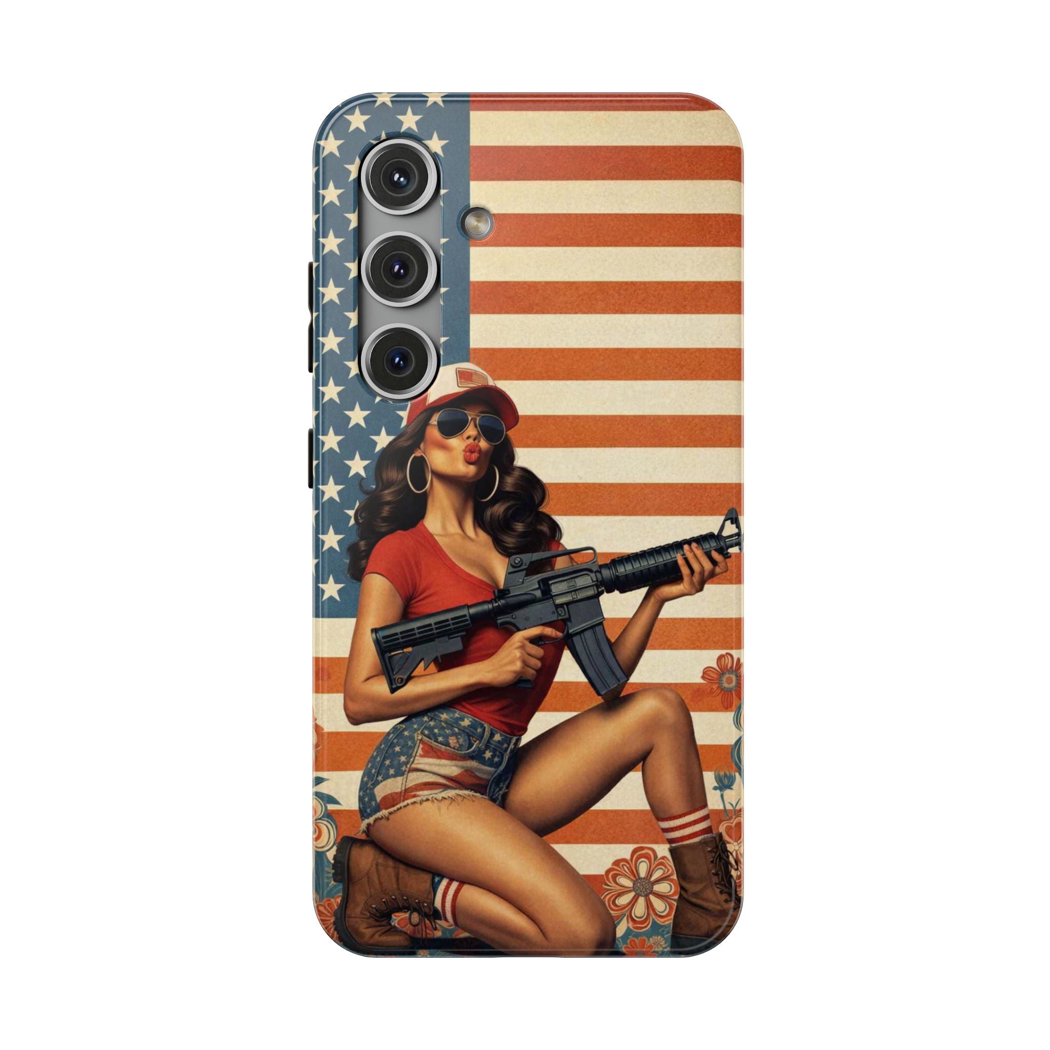 Americana AR-15 Pinup Girl - Impact‑Resistant Phone Case   Samsung Galaxy Series S22 / S22+ / S22 Ultra - S25 / S25+ / S25 Ultra