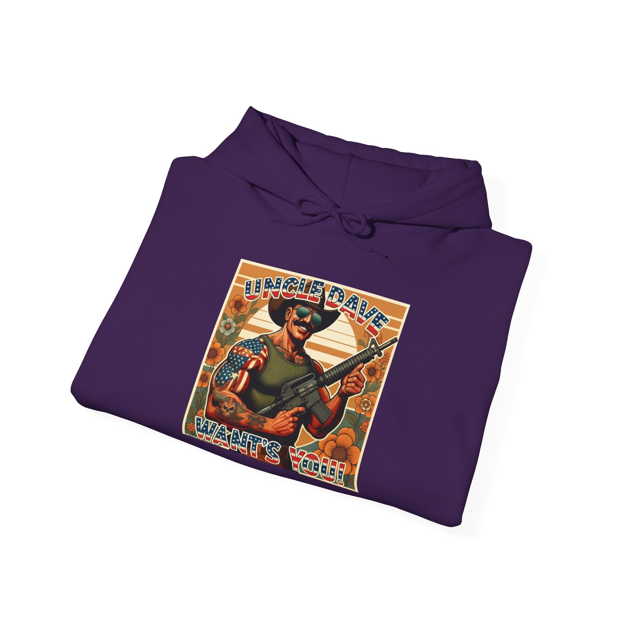 Patriotic 'Uncle Dave Wants You' Hoodie — Gunslinger Girls Rifle Retro Illustration (US Only)