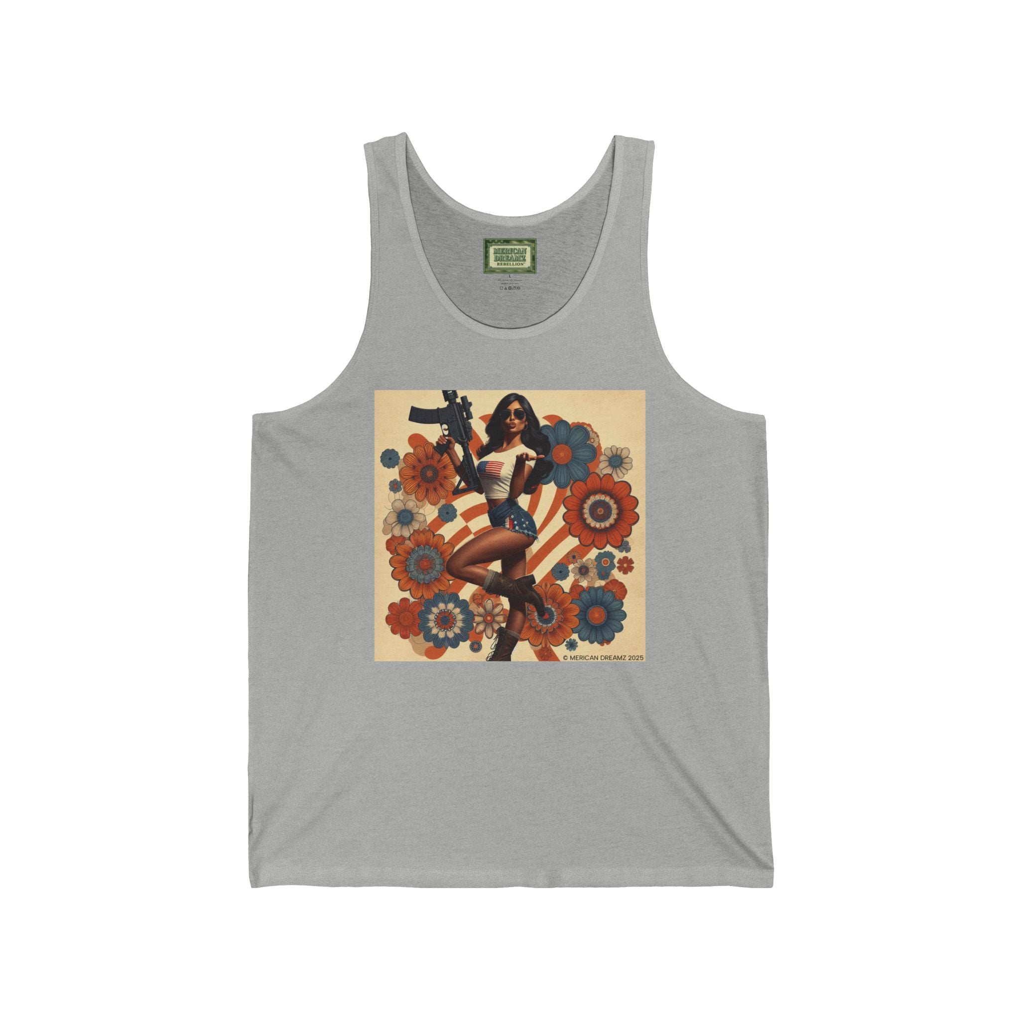 Patriotic Pin-Up Tank Top — Vintage American Flag Girl Graphic