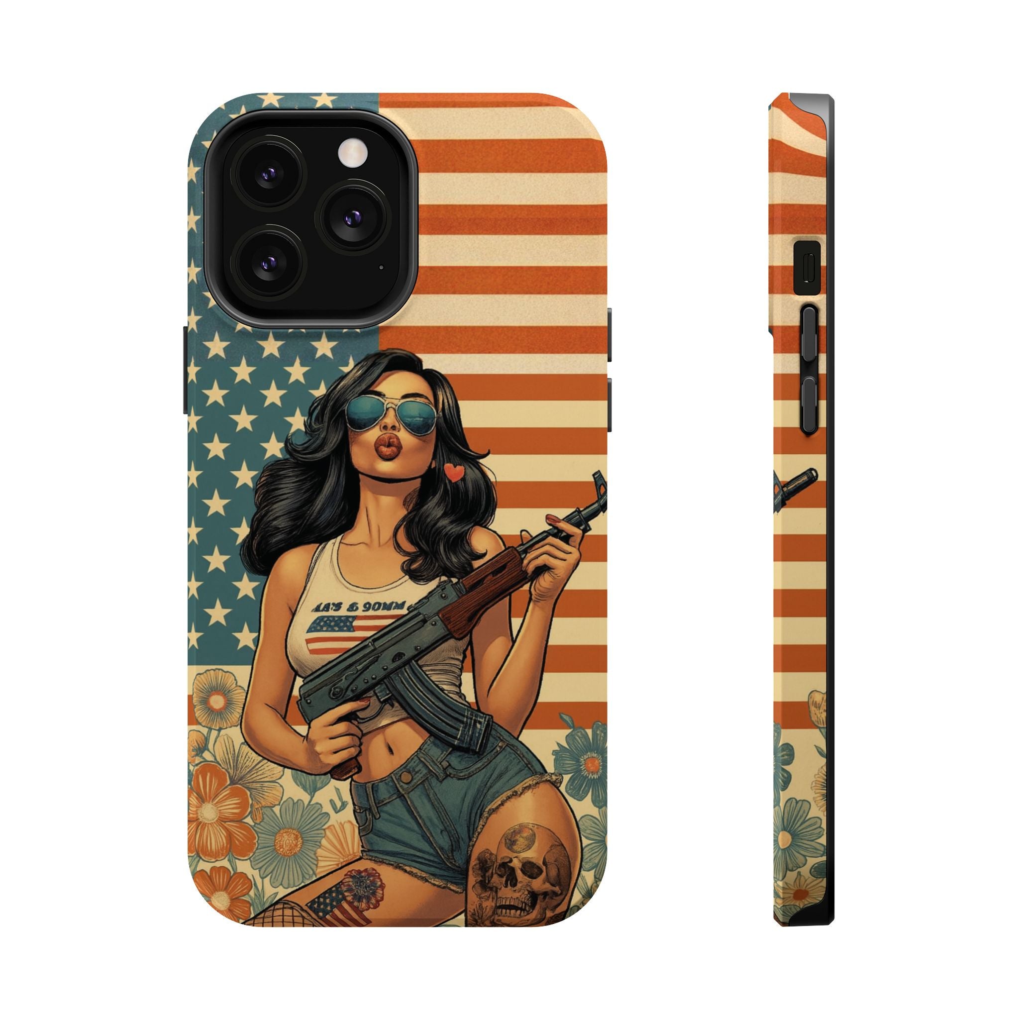 Americana AK-47 Pinup Girl - Magnetic Impact‑Resistant Phone Case  iPhone 13-17 / Samsung S26  MagSafe Compatible