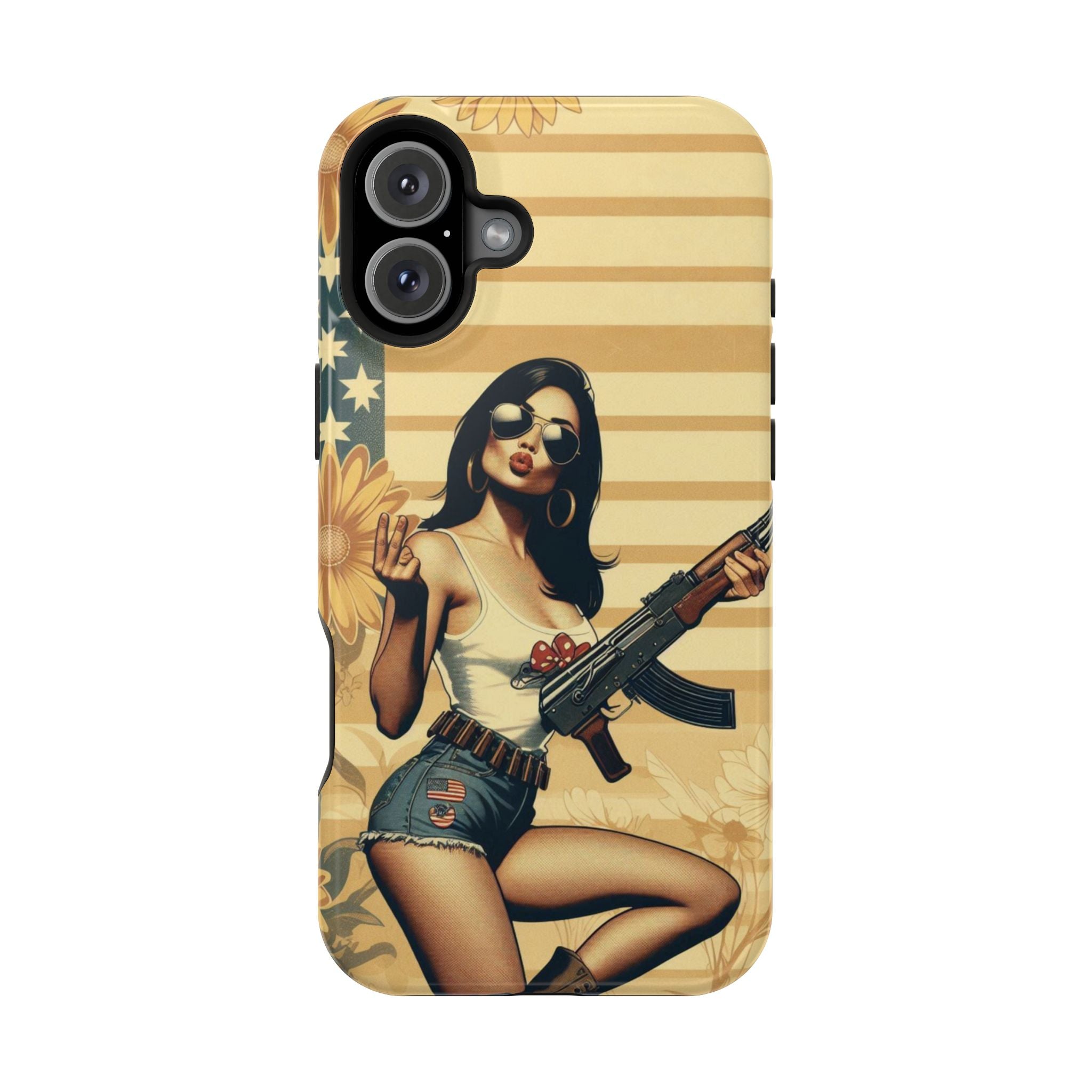 Americana AK-47 Pinup Girl - Magnetic Impact‑Resistant Phone Case  iPhone 13-17 / Samsung S26  MagSafe Compatible