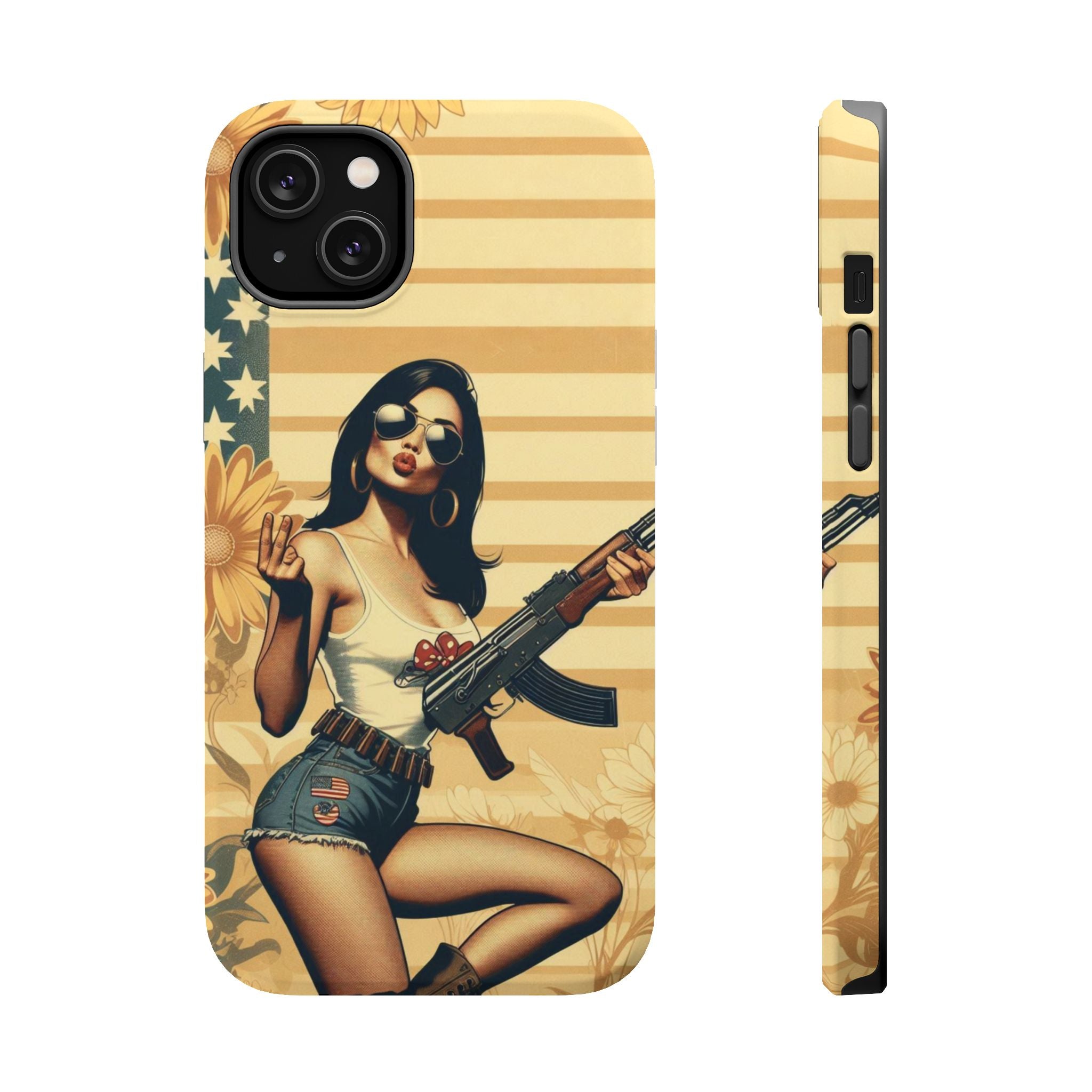 Americana AK-47 Pinup Girl - Magnetic Impact‑Resistant Phone Case  iPhone 13-17 / Samsung S26  MagSafe Compatible