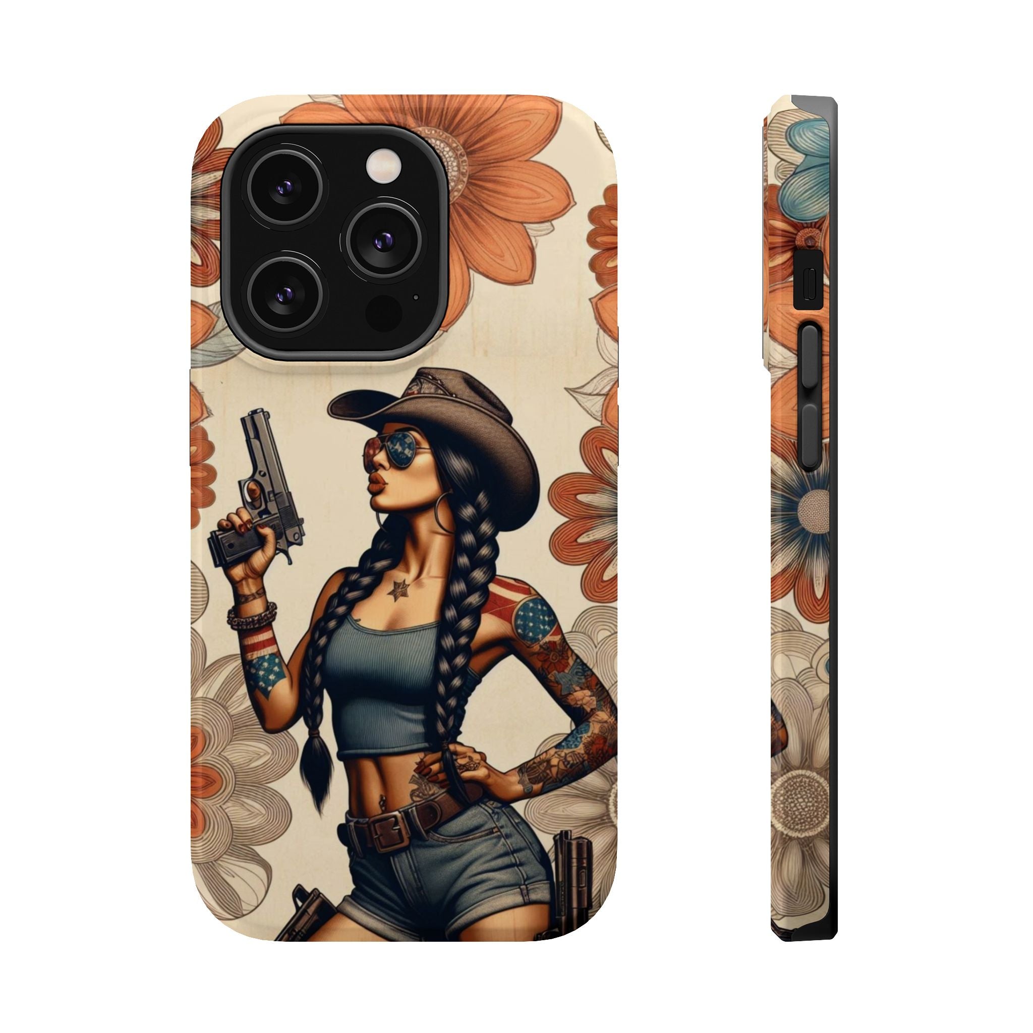Americana 9mm Pinup Girl - Magnetic Impact‑Resistant Phone Case  iPhone 13-17 / Samsung S26  MagSafe Compatible