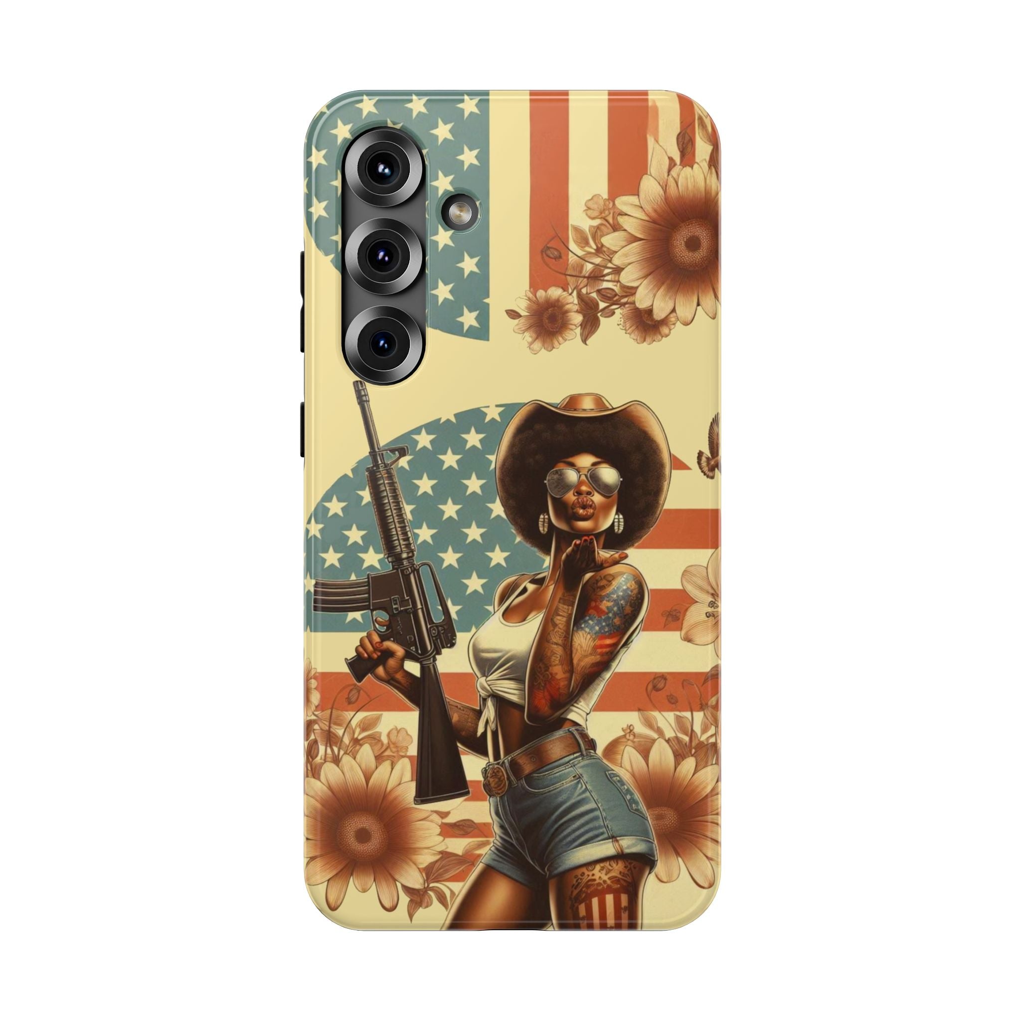 Americana AR-15 Pinup Girl - Impact‑Resistant Phone Case Samsung Galaxy Series S22 / S22+ / S22 Ultra - S25 / S25+ / S25 Ultra