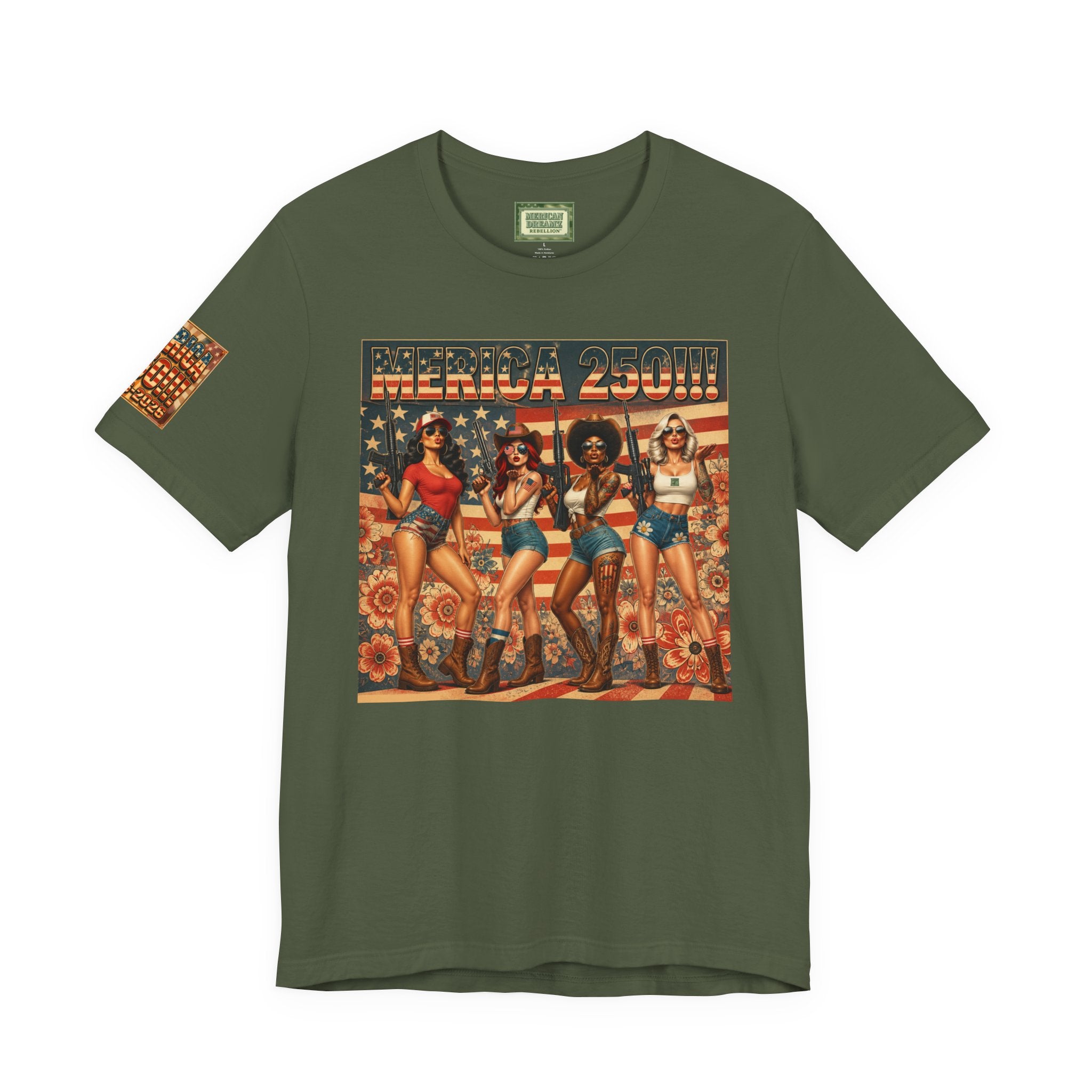 MERICAN DREAMZ REBELLION – MERICA 250!!!  Short Sleeve T‑Shirt – 250 Years of Freedom 1776-2026 Graphic Tee-#1