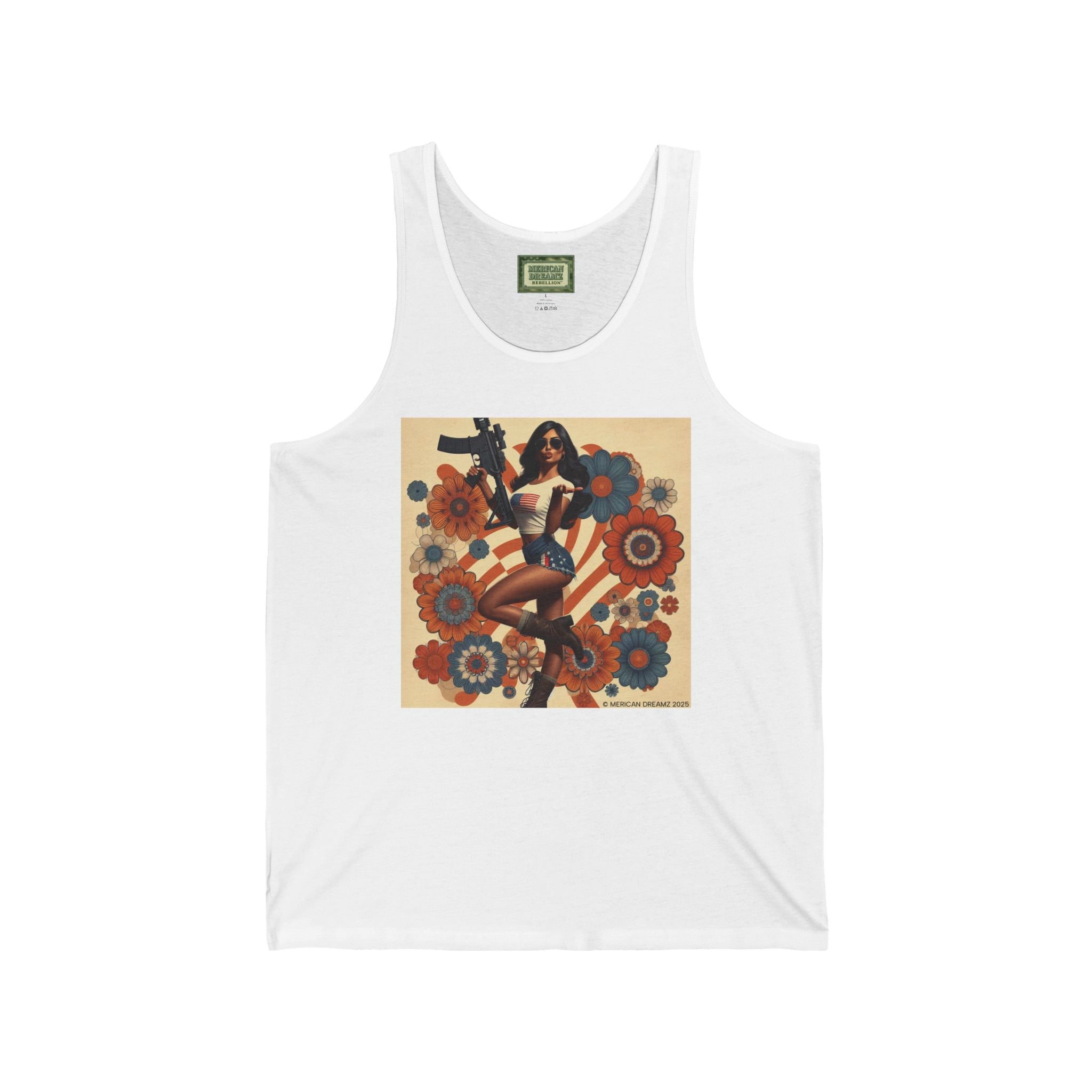 Patriotic Pin-Up Tank Top — Vintage American Flag Girl Graphic