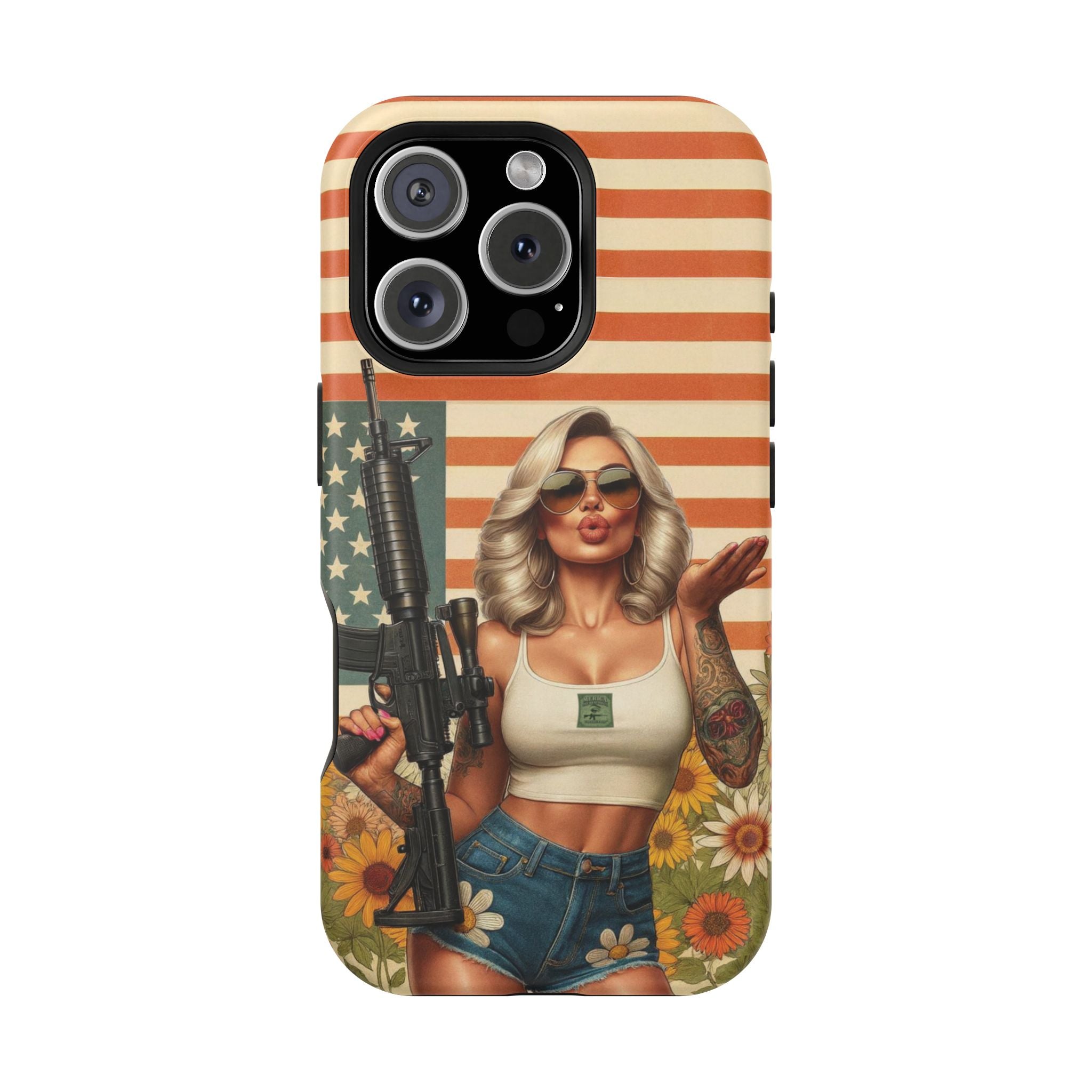 Americana AR-15 Pinup Girl - Magnetic Impact‑Resistant Phone Case  iPhone 13-17 / Samsung S26  MagSafe Compatible