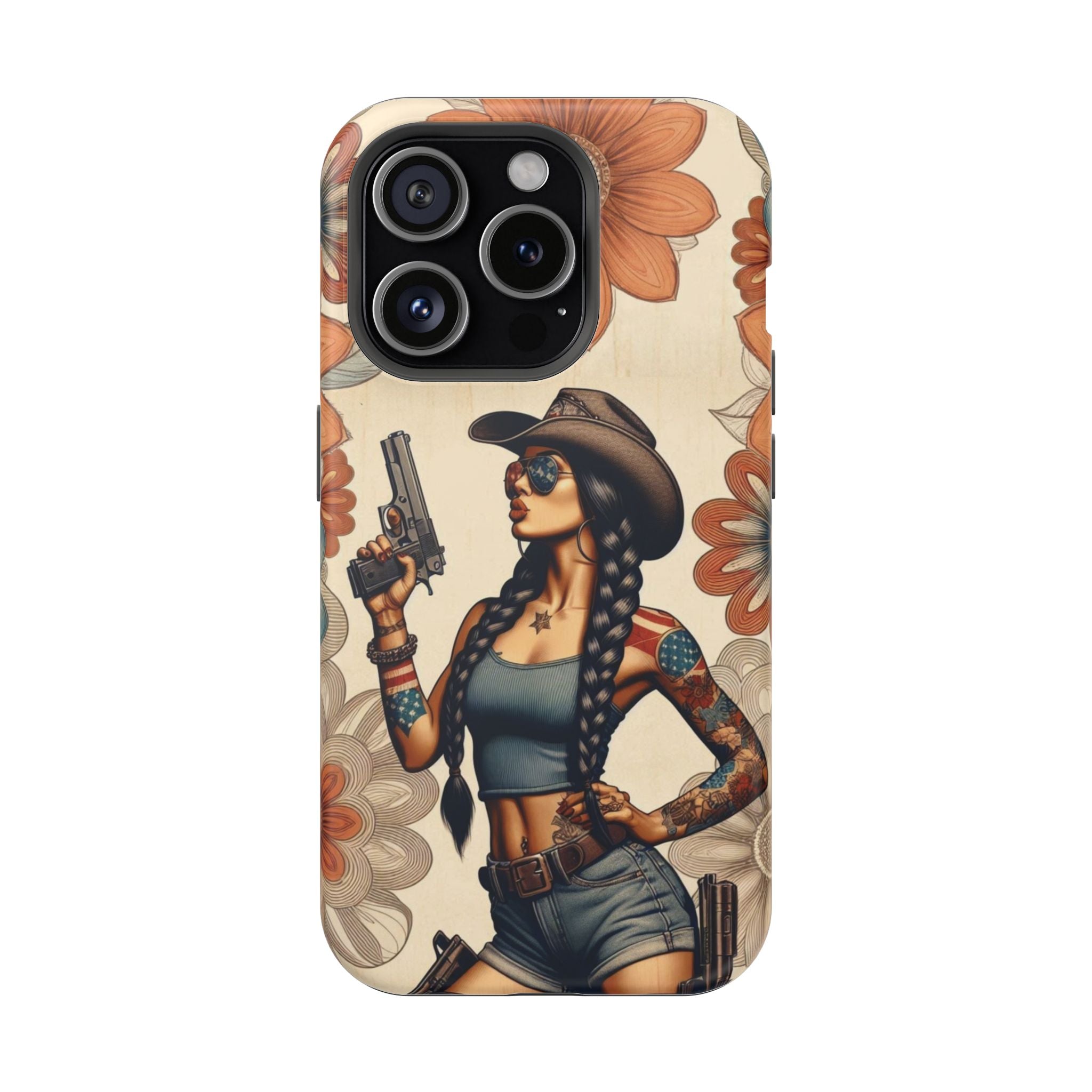 Americana 9mm Pinup Girl - Magnetic Impact‑Resistant Phone Case  iPhone 13-17 / Samsung S26  MagSafe Compatible