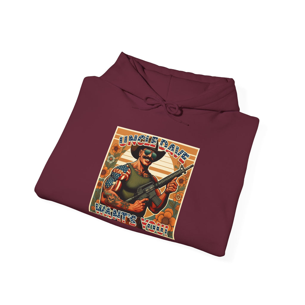 Patriotic 'Uncle Dave Wants You' Hoodie — Gunslinger Girls Rifle Retro Illustration (US Only)