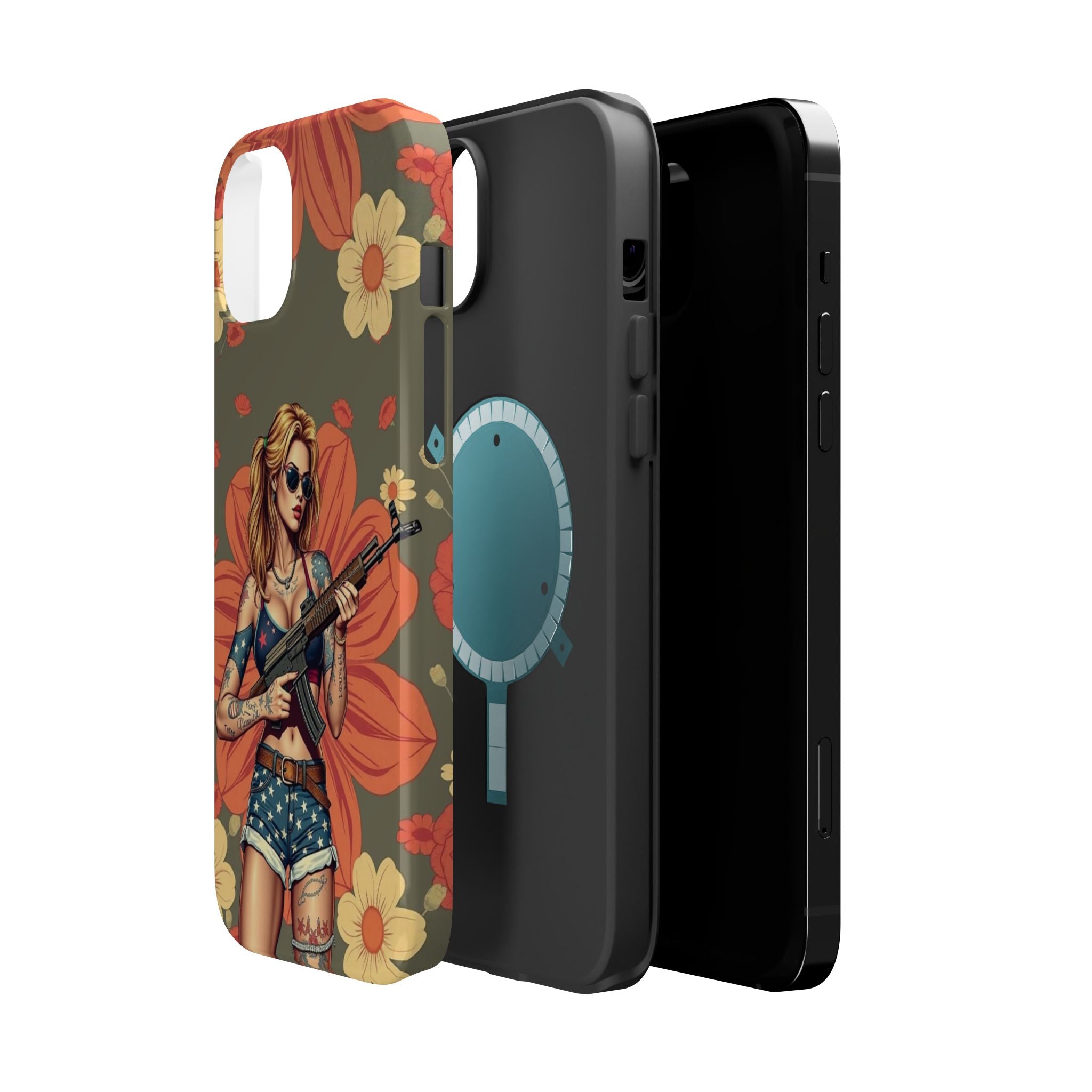 Americana AK-47 Pinup Girl - Magnetic Impact‑Resistant Phone Case  iPhone 13-17 / Samsung S26  MagSafe Compatible