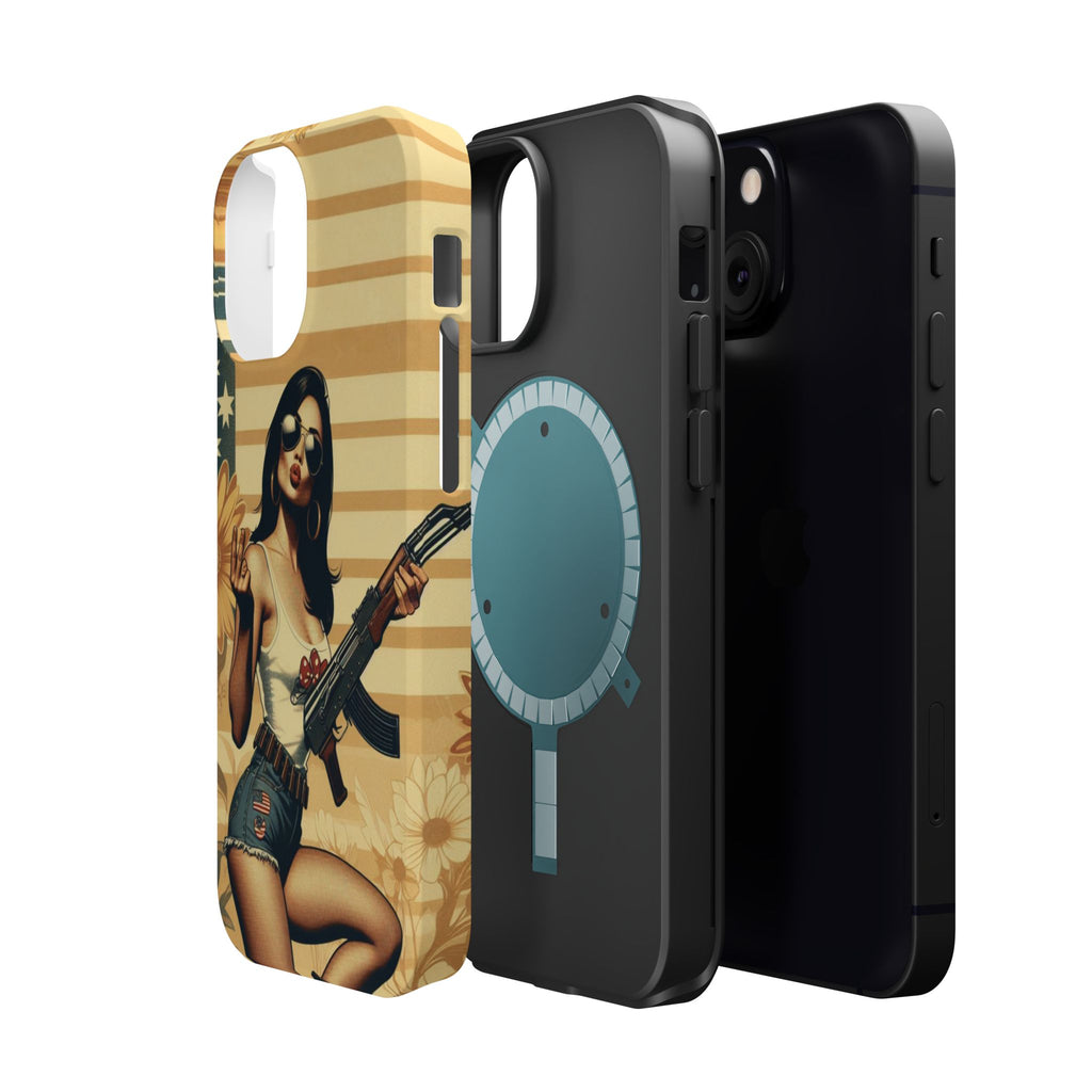 Americana AK-47 Pinup Girl - Magnetic Impact‑Resistant Phone Case  iPhone 13-17 / Samsung S26  MagSafe Compatible