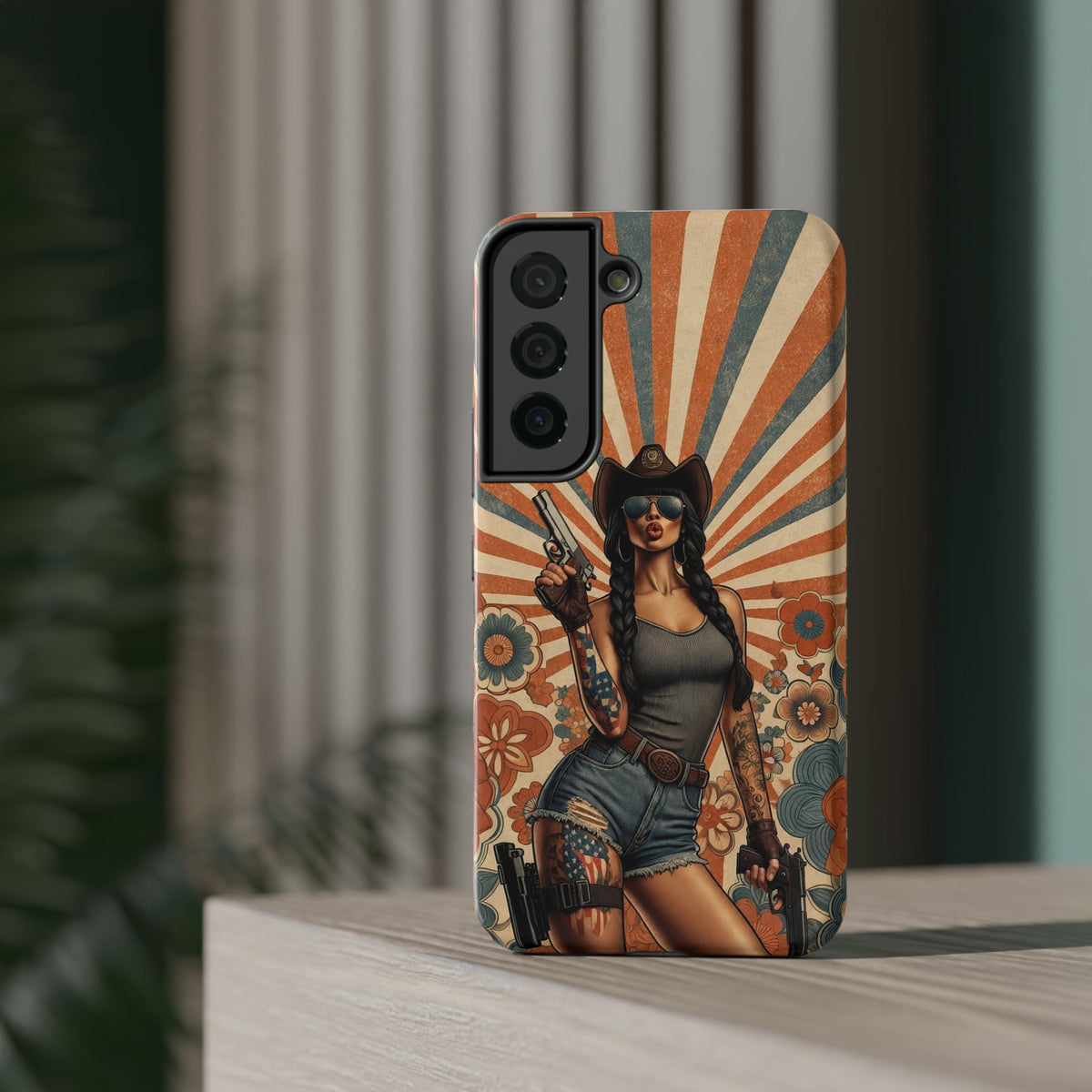 Americana 9mm Pinup Girl - Impact‑Resistant Phone Case   Samsung Galaxy Series S22 / S22+ / S22 Ultra - S25 / S25+ / S25 Ultra