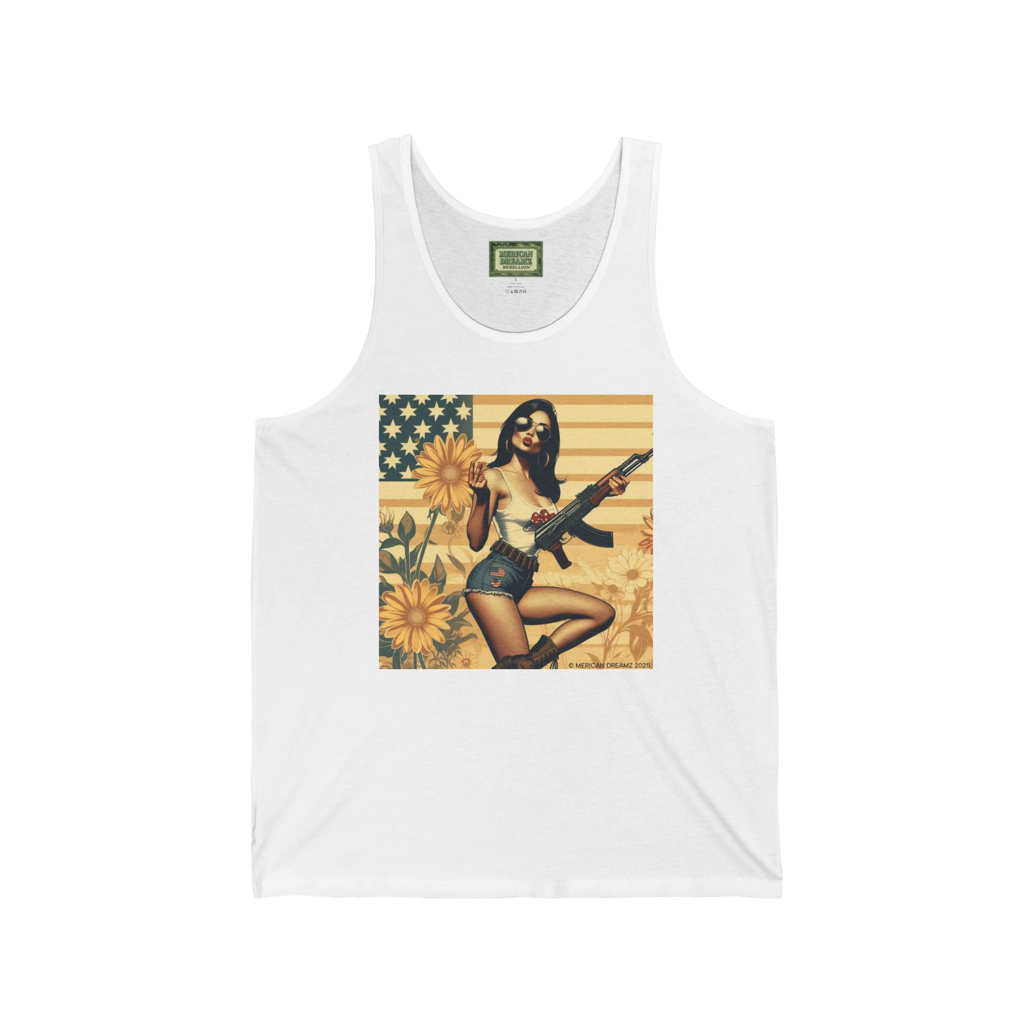 Patriotic Pin-Up Tank Top — Vintage American Flag Girl Graphic