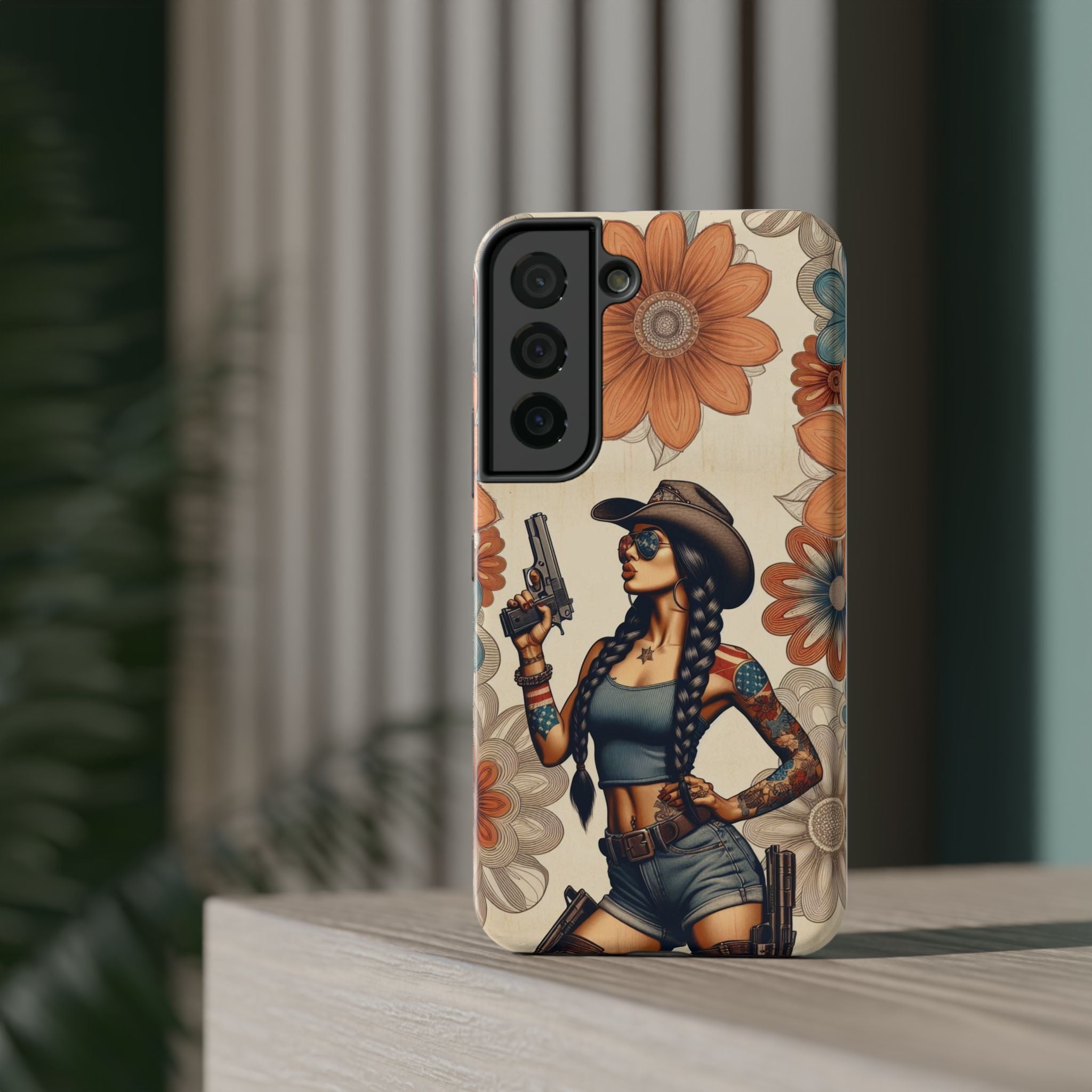Americana 9mm Pinup Girl - Impact‑Resistant Phone Case   Samsung Galaxy Series S22 / S22+ / S22 Ultra - S25 / S25+ / S25 Ultra