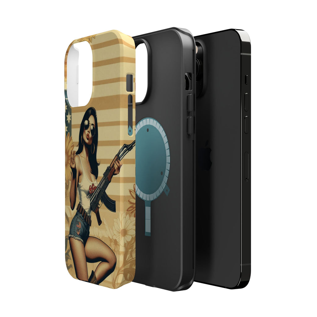 Americana AK-47 Pinup Girl - Magnetic Impact‑Resistant Phone Case  iPhone 13-17 / Samsung S26  MagSafe Compatible