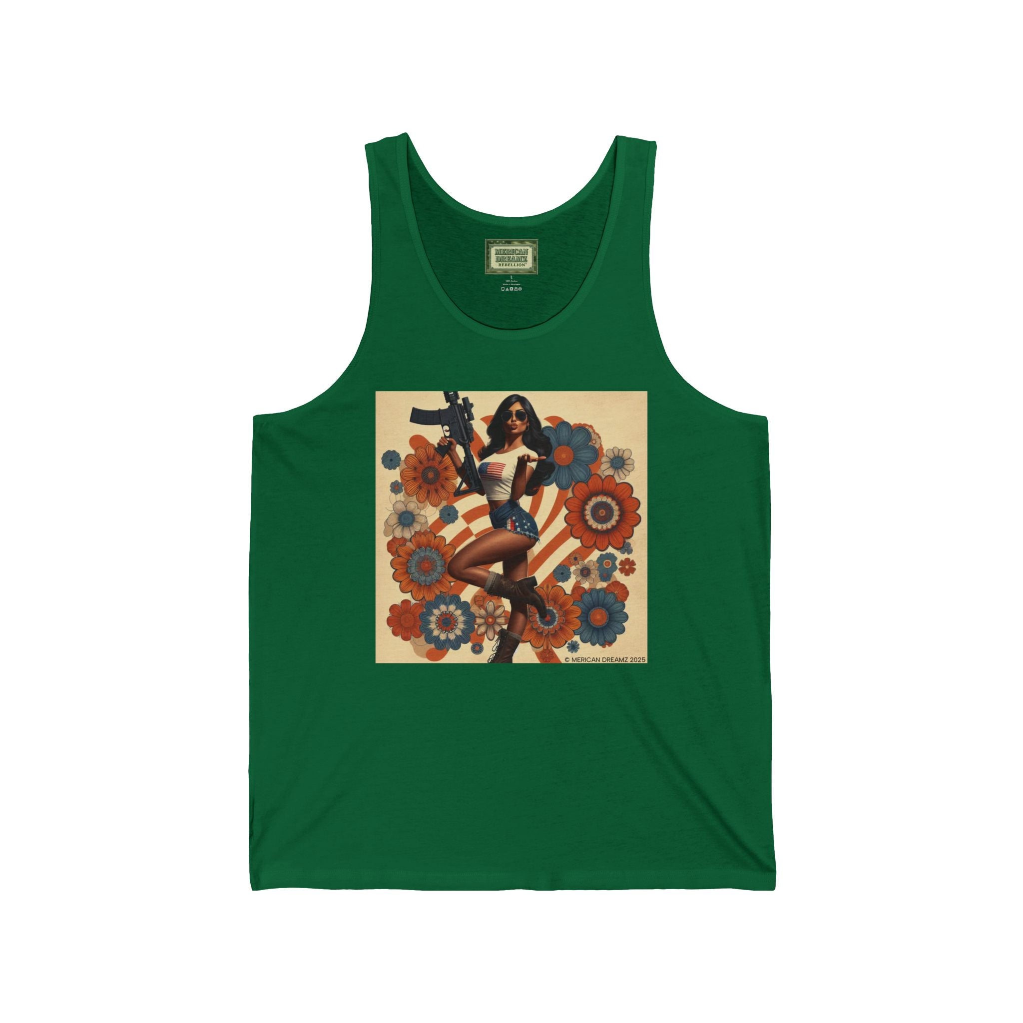 Patriotic Pin-Up Tank Top — Vintage American Flag Girl Graphic