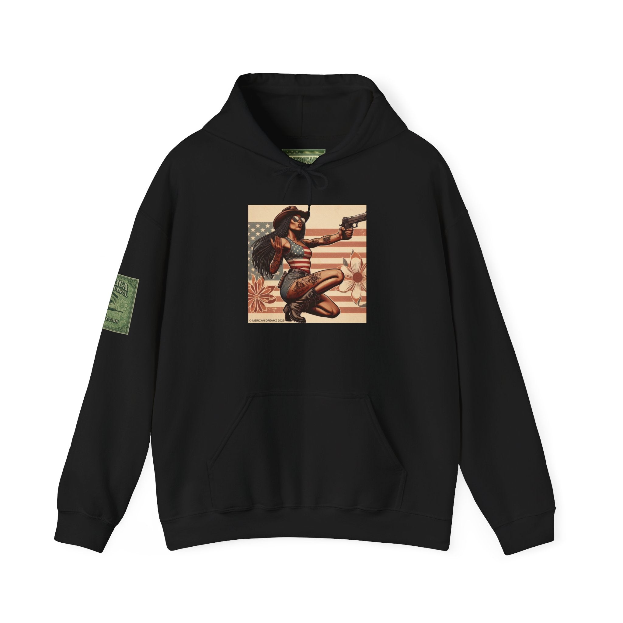 Retro Americana Pinup Gunslinger Hoodie — Vintage Pinup Girls Pullover
