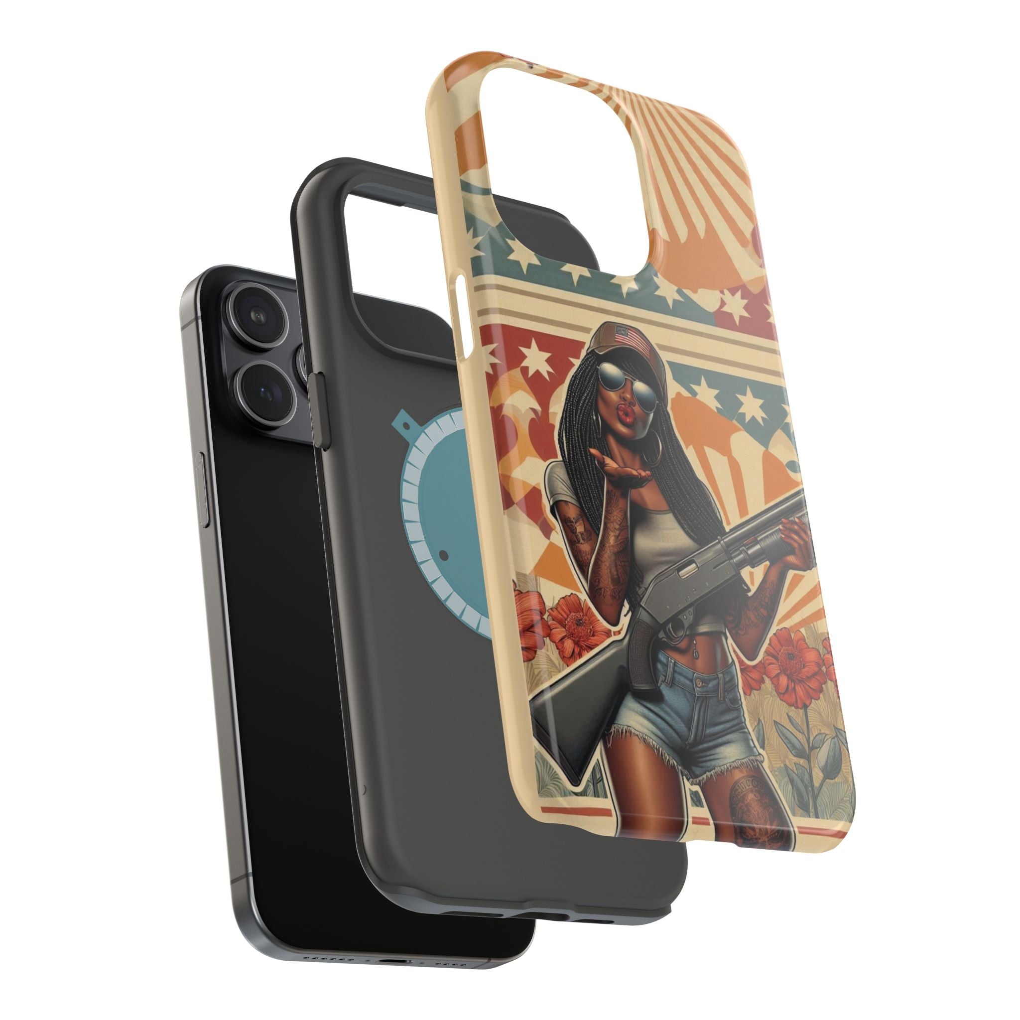 Americana 12GA Pinup Girl - Magnetic Impact‑Resistant Phone Case  iPhone 13-17 / Samsung S26  MagSafe Compatible