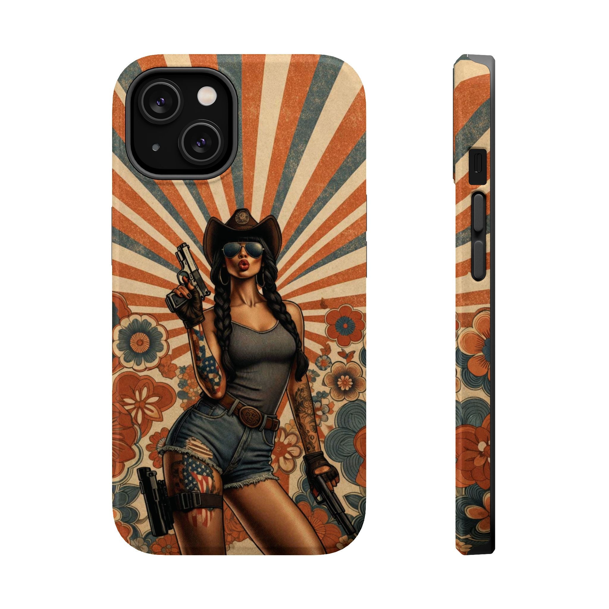 Americana 9mm Pinup Girl - Magnetic Impact‑Resistant Phone Case  iPhone 13-17 / Samsung S26  MagSafe Compatible