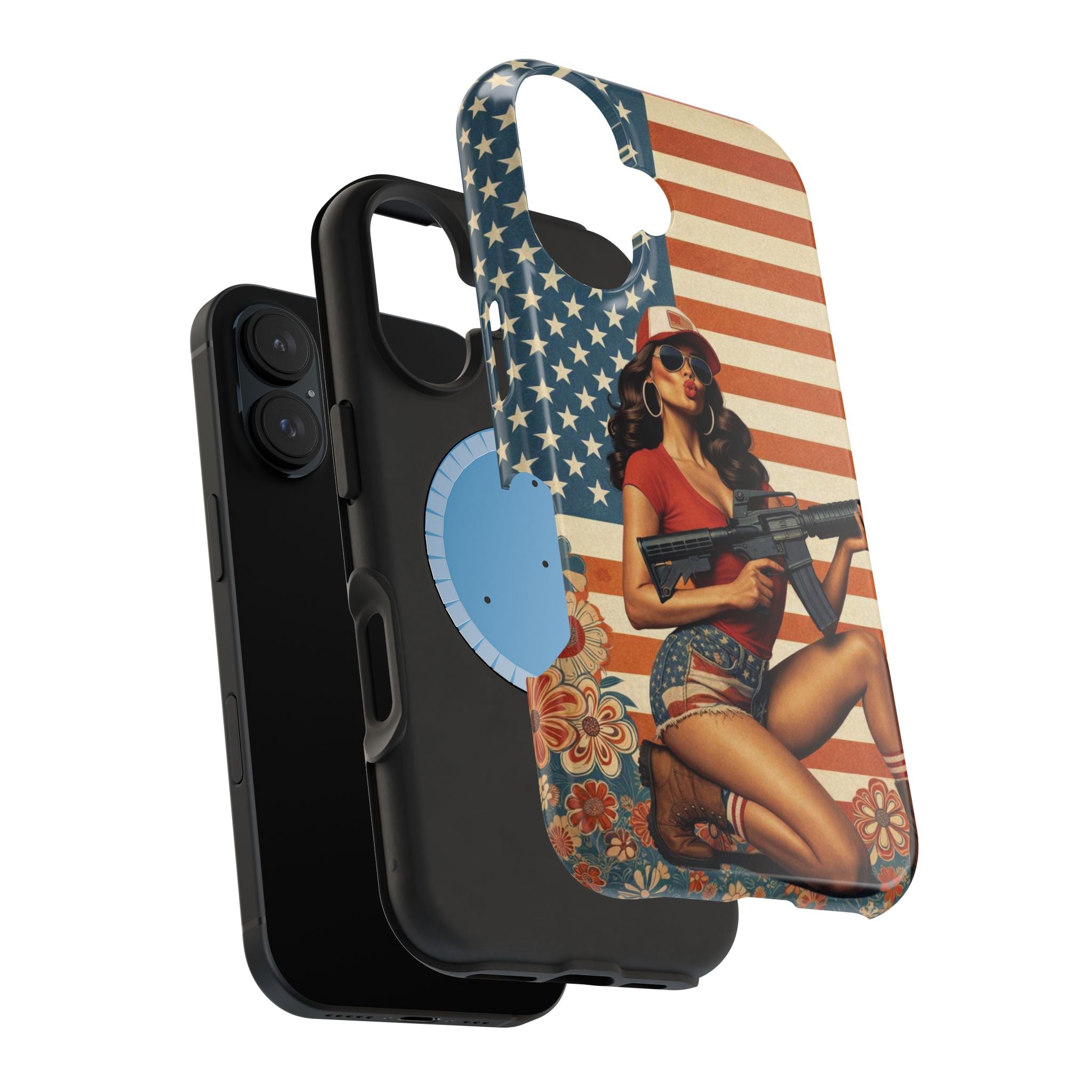 Americana AR-15 Pinup Girl - Magnetic Impact‑Resistant Phone Case  iPhone 13-17 / Samsung S26  MagSafe Compatible