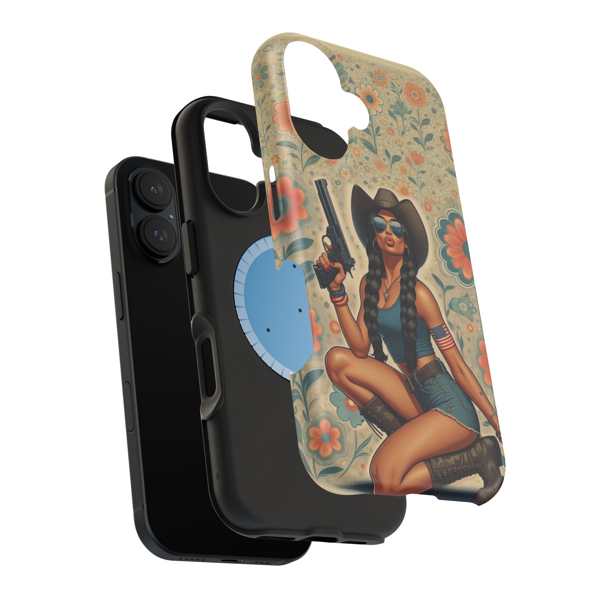 Americana 9mm Pinup Girl - Magnetic Impact‑Resistant Phone Case  iPhone 13-17 / Samsung S26  MagSafe Compatible