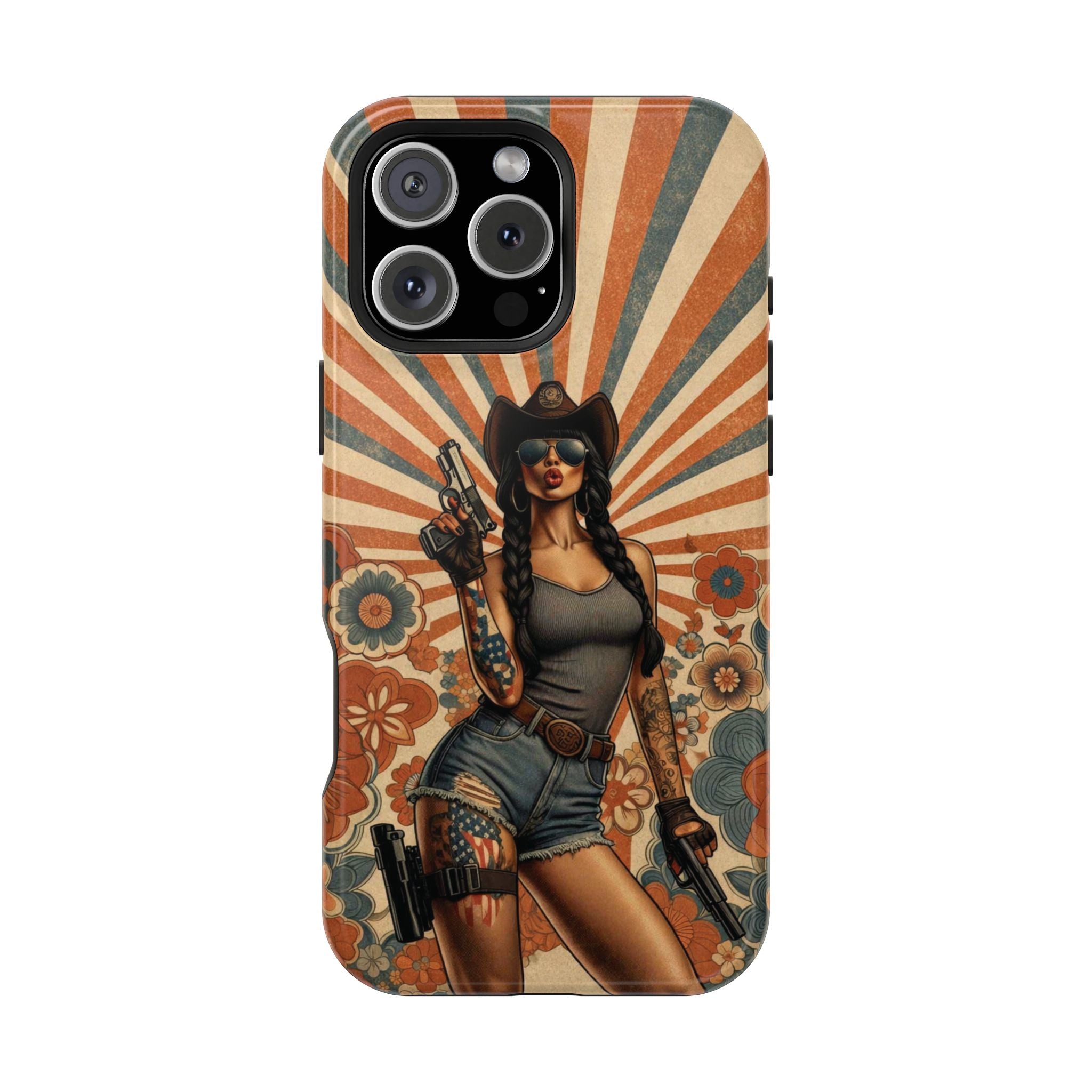Americana 9mm Pinup Girl - Magnetic Impact‑Resistant Phone Case  iPhone 13-17 / Samsung S26  MagSafe Compatible