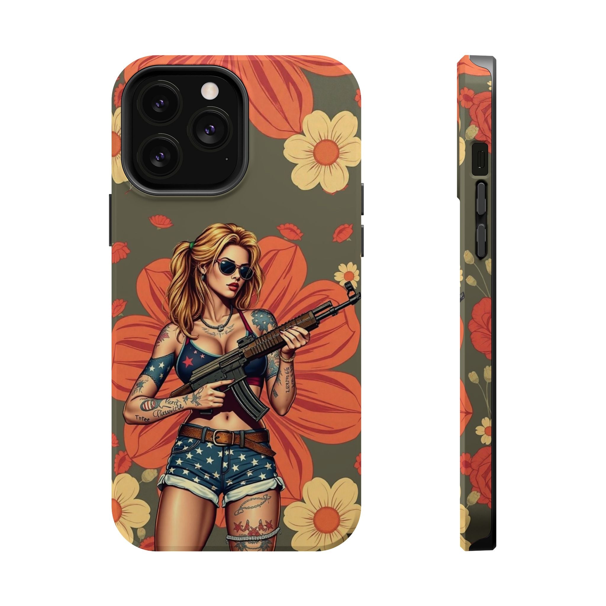 Americana AK-47 Pinup Girl - Magnetic Impact‑Resistant Phone Case  iPhone 13-17 / Samsung S26  MagSafe Compatible