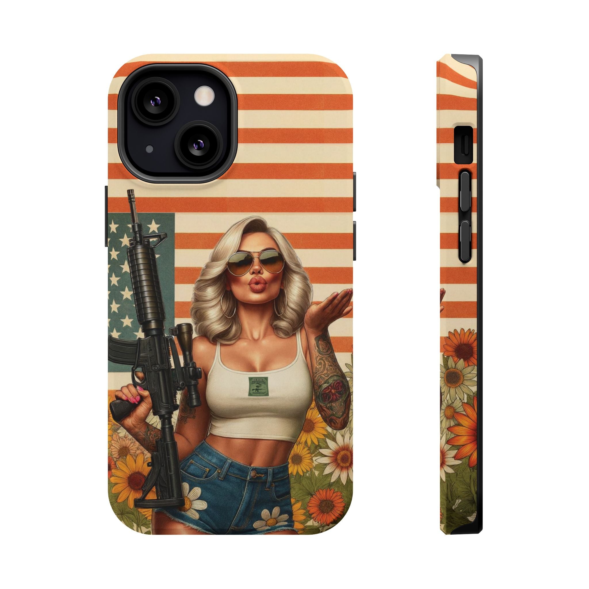 Americana AR-15 Pinup Girl - Magnetic Impact‑Resistant Phone Case  iPhone 13-17 / Samsung S26  MagSafe Compatible