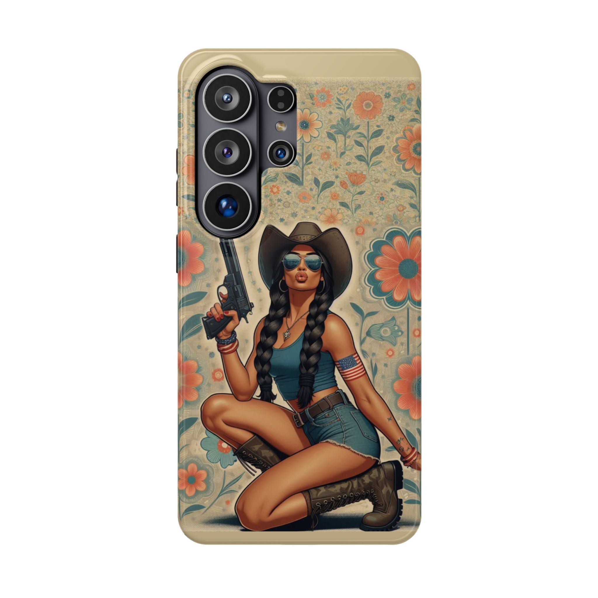 Americana 9mm Pinup Girl - Magnetic Impact‑Resistant Phone Case  iPhone 13-17 / Samsung S26  MagSafe Compatible