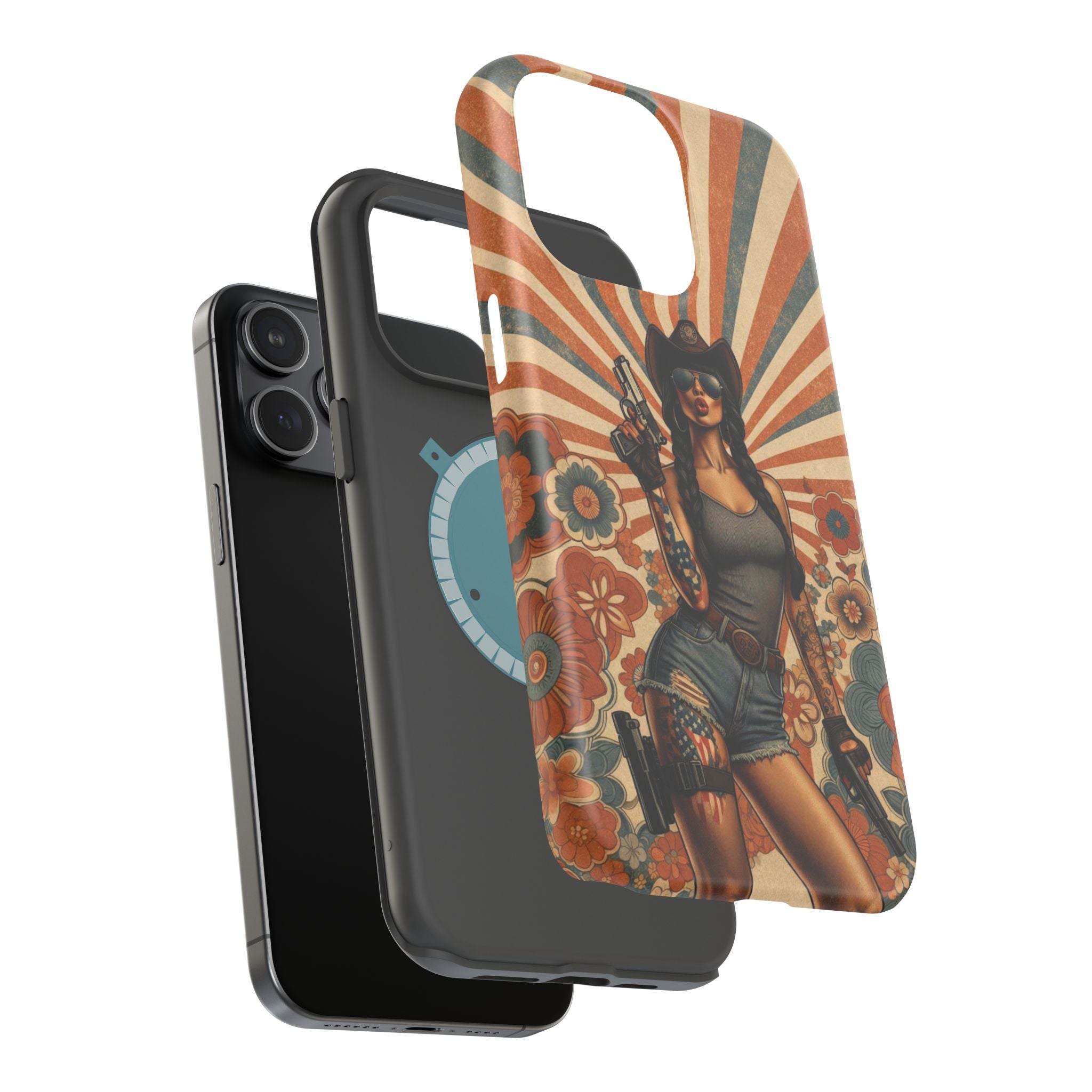 Americana 9mm Pinup Girl - Magnetic Impact‑Resistant Phone Case  iPhone 13-17 / Samsung S26  MagSafe Compatible