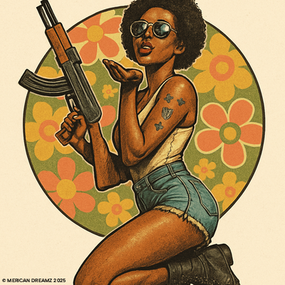 Pin-Up Tank Top — Vintage Americana Gun Flower Girl Graphic