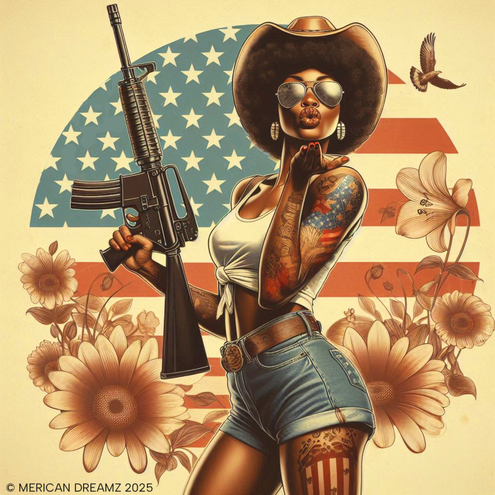 Patriotic Pin-Up Tank Top — Vintage American Flag Girl Graphic