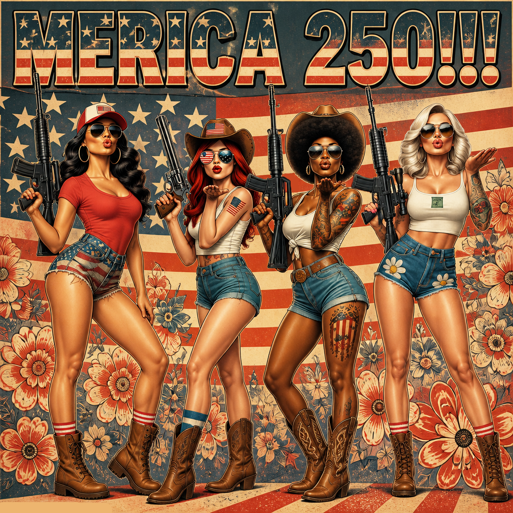MERICAN DREAMZ REBELLION – MERICA 250!!!  Graphic T‑Shirt – 250 Years of Freedom 1776-2026 Graphic Tee-#1