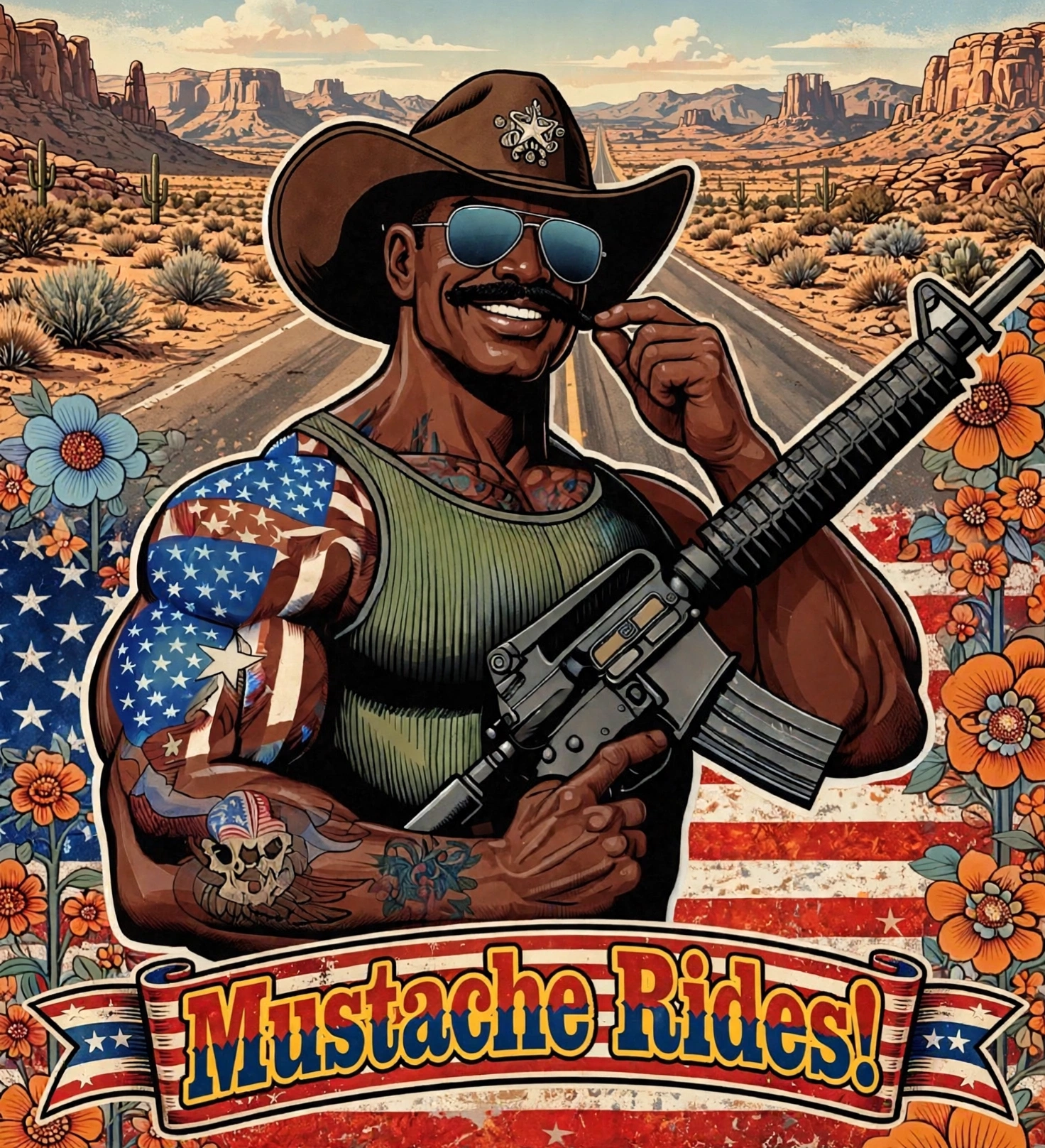 MERICAN UNCLE - Graphic T-Shirt - Mustache Rides - 2