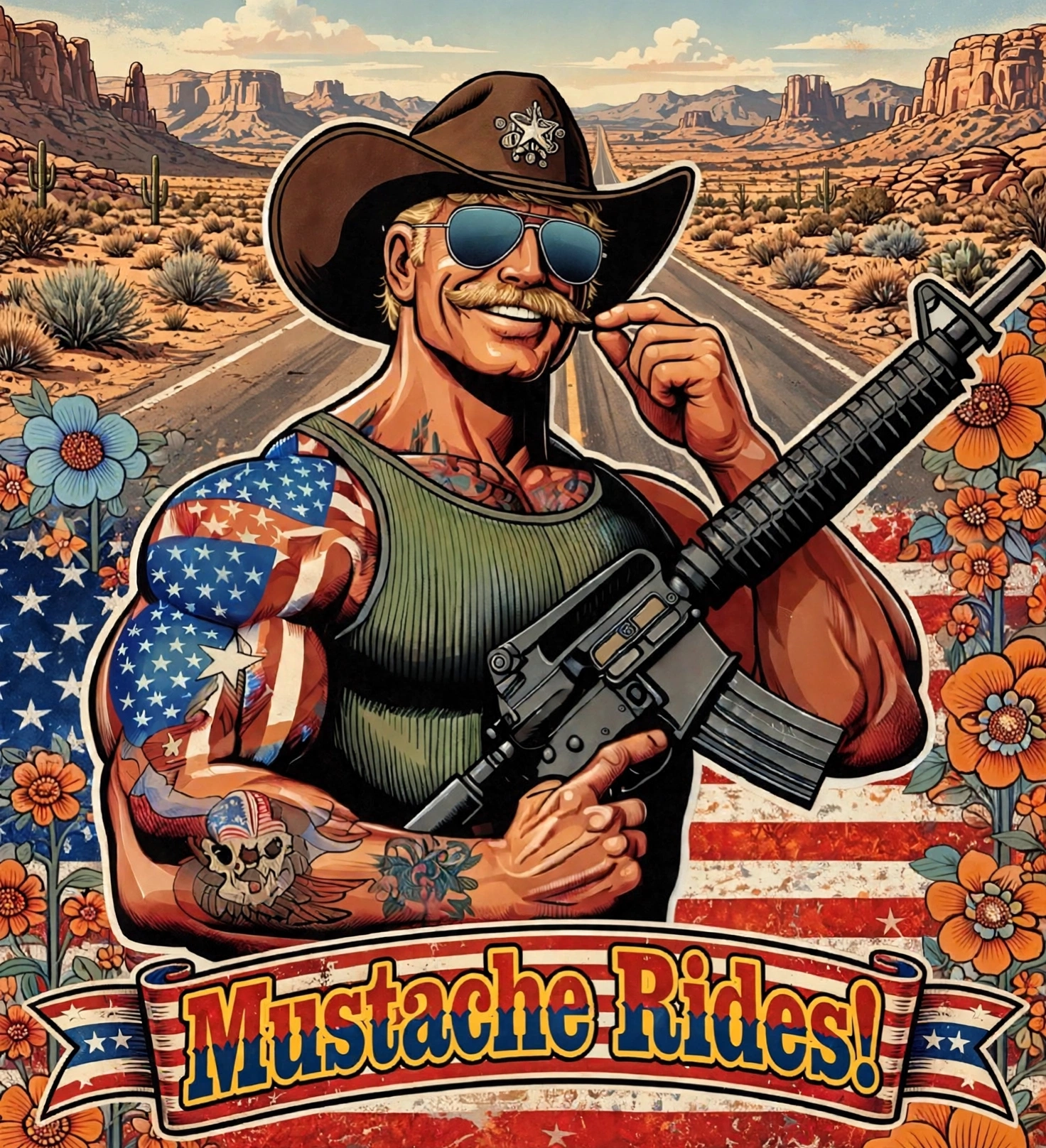 MERICAN UNCLE - Graphic T-Shirt - Mustache Rides - 3