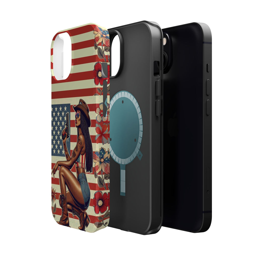 Americana 9mm Pinup Girl - Magnetic Impact‑Resistant Phone Case  iPhone 13-17 / Samsung S26  MagSafe Compatible