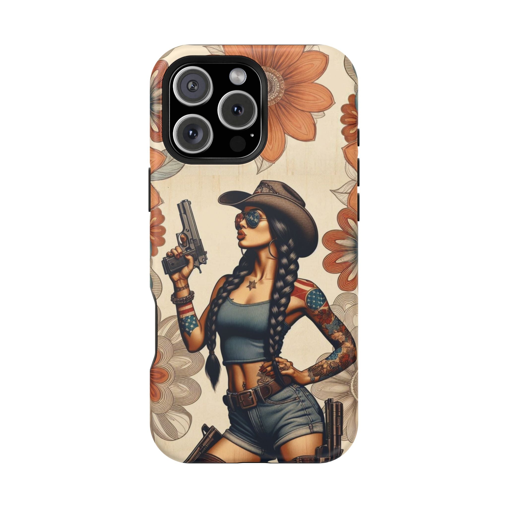 Americana 9mm Pinup Girl - Magnetic Impact‑Resistant Phone Case  iPhone 13-17 / Samsung S26  MagSafe Compatible