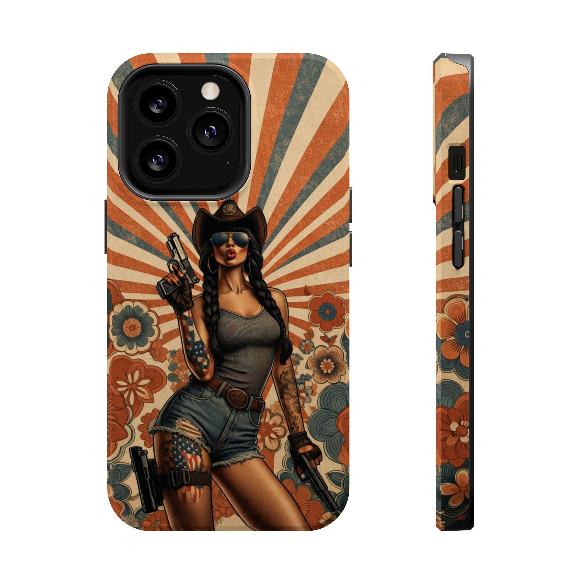 Americana 9mm Pinup Girl - Magnetic Impact‑Resistant Phone Case  iPhone 13-17 / Samsung S26  MagSafe Compatible