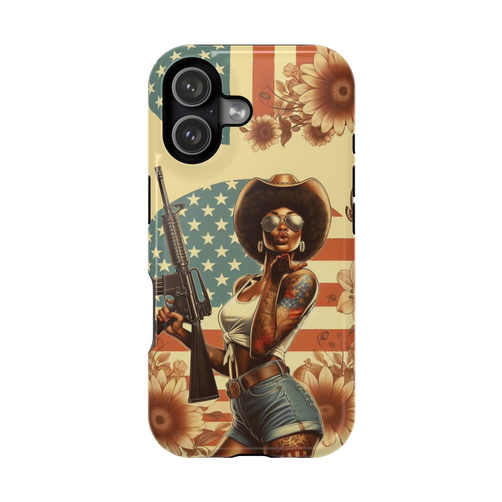 Americana AR-15 Pinup Girl - Magnetic Impact‑Resistant Phone Case  iPhone 13-17 / Samsung S26  MagSafe Compatible