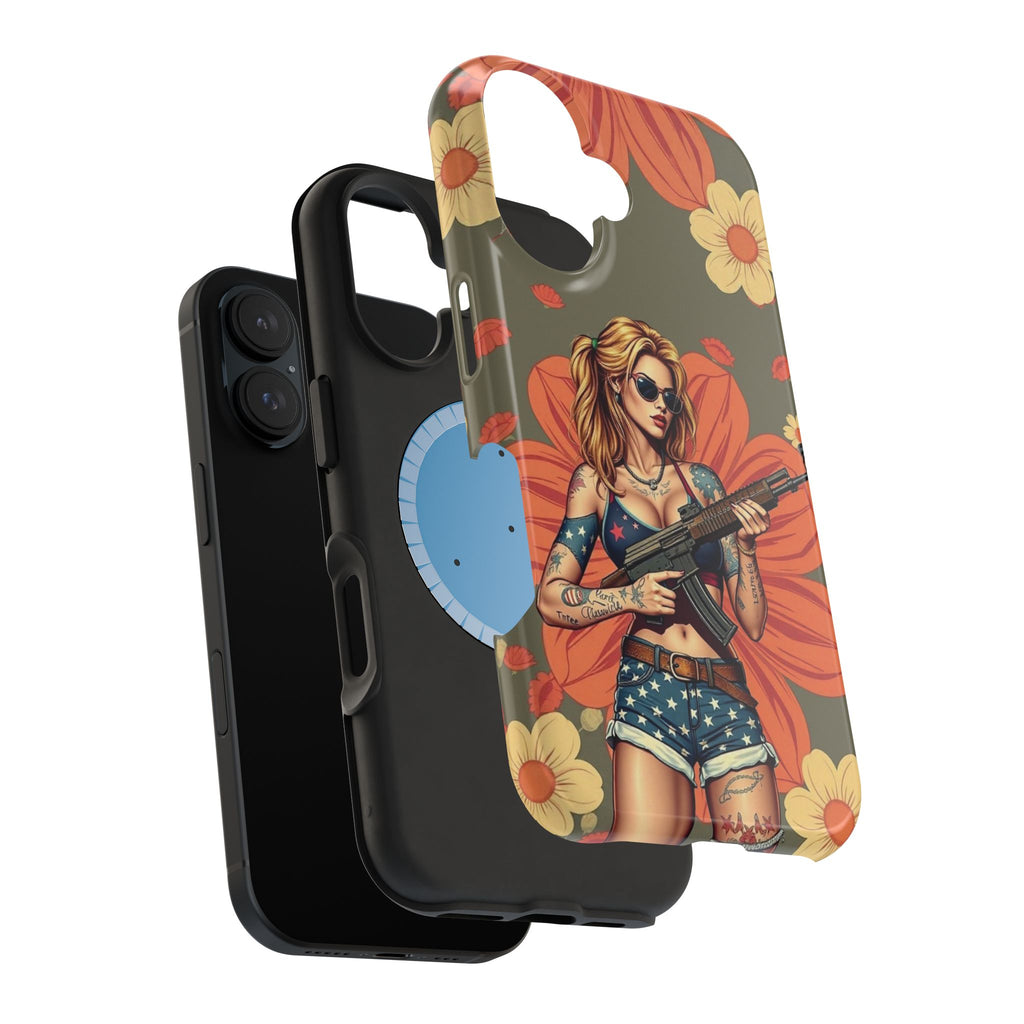 Americana AK-47 Pinup Girl - Magnetic Impact‑Resistant Phone Case  iPhone 13-17 / Samsung S26  MagSafe Compatible