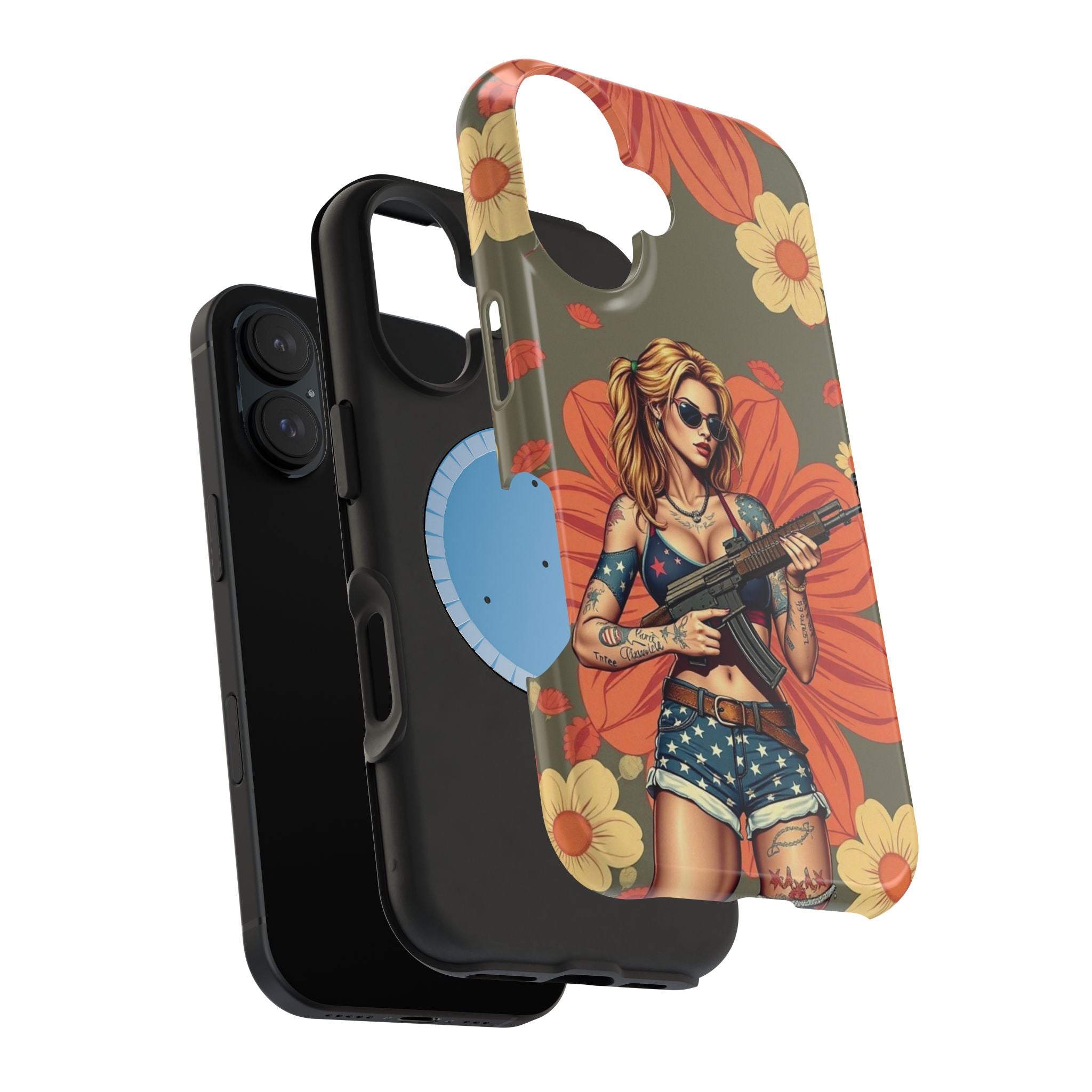 Americana AK-47 Pinup Girl - Magnetic Impact‑Resistant Phone Case  iPhone 13-17 / Samsung S26  MagSafe Compatible