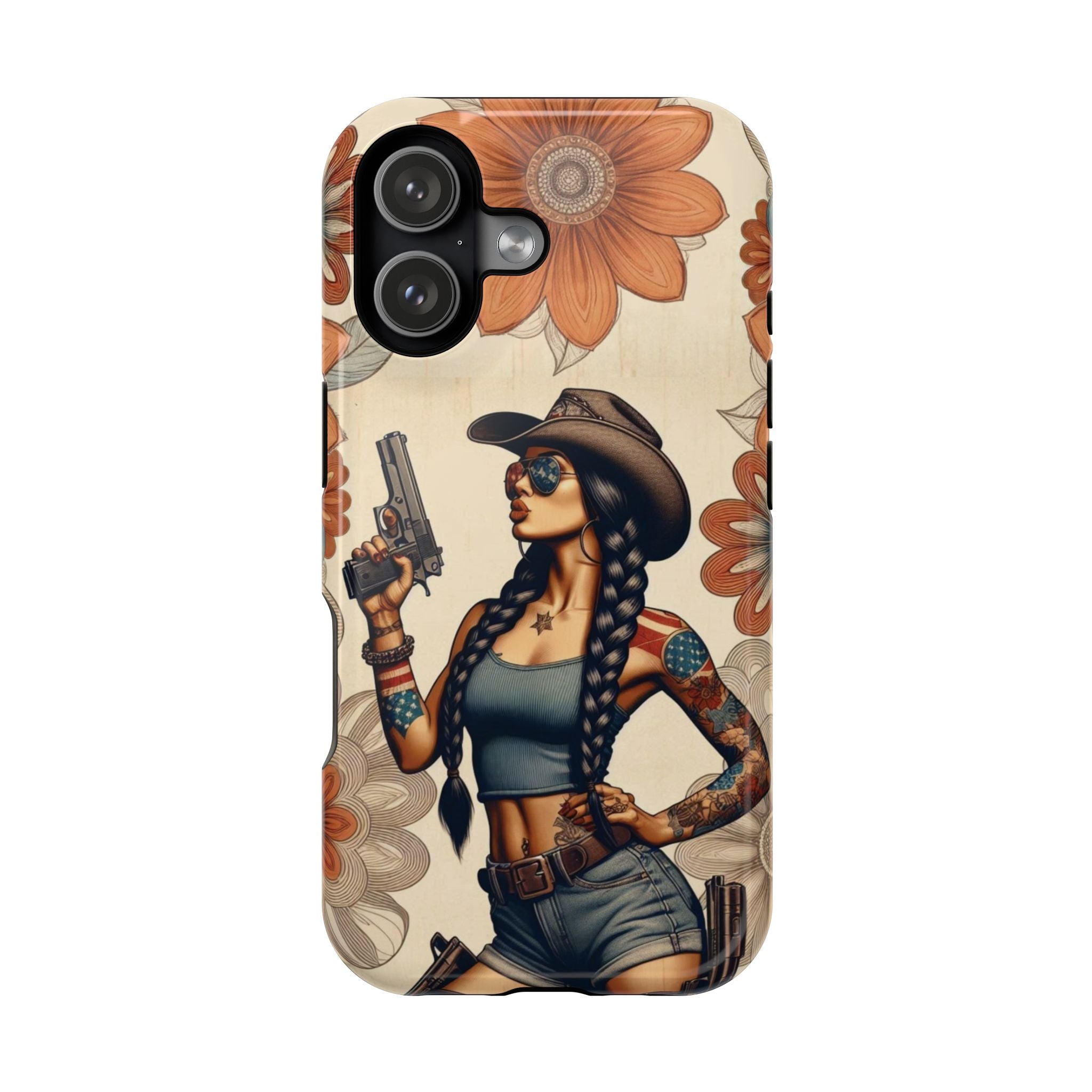 Americana 9mm Pinup Girl - Magnetic Impact‑Resistant Phone Case  iPhone 13-17 / Samsung S26  MagSafe Compatible