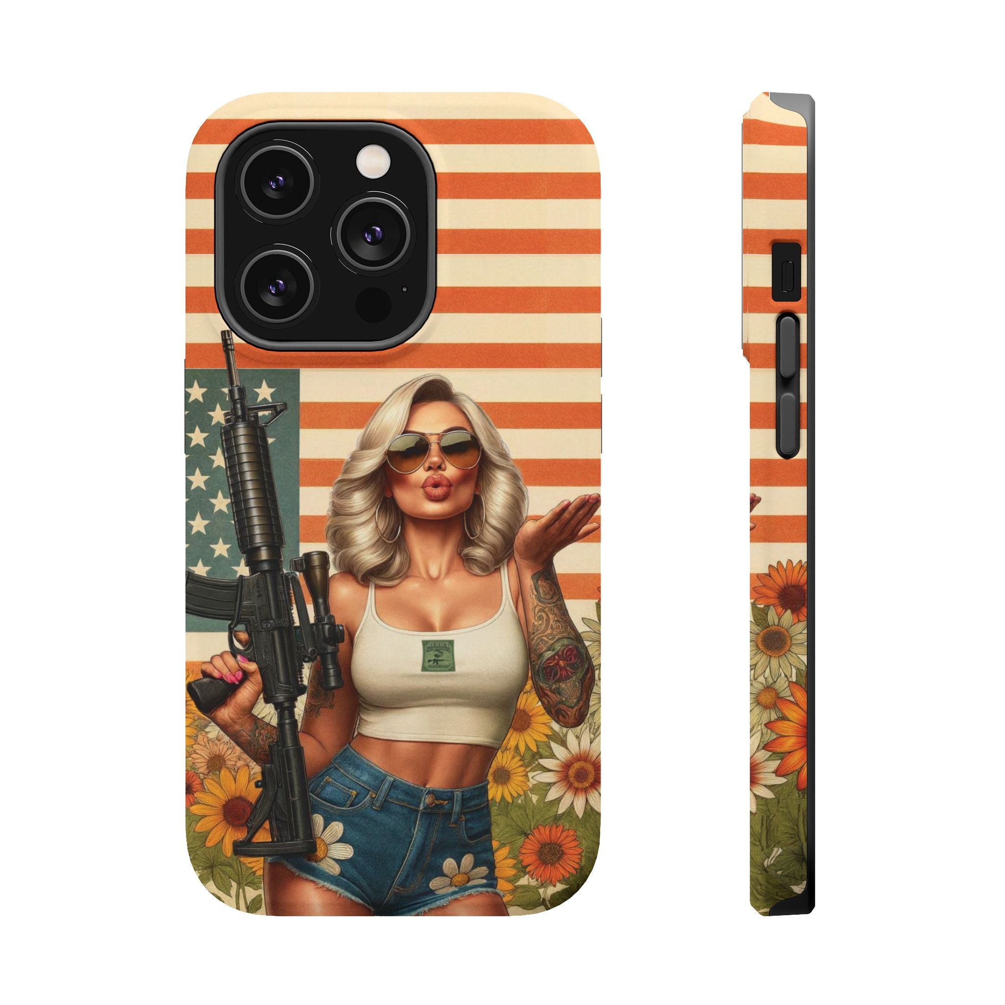 Americana AR-15 Pinup Girl - Magnetic Impact‑Resistant Phone Case  iPhone 13-17 / Samsung S26  MagSafe Compatible