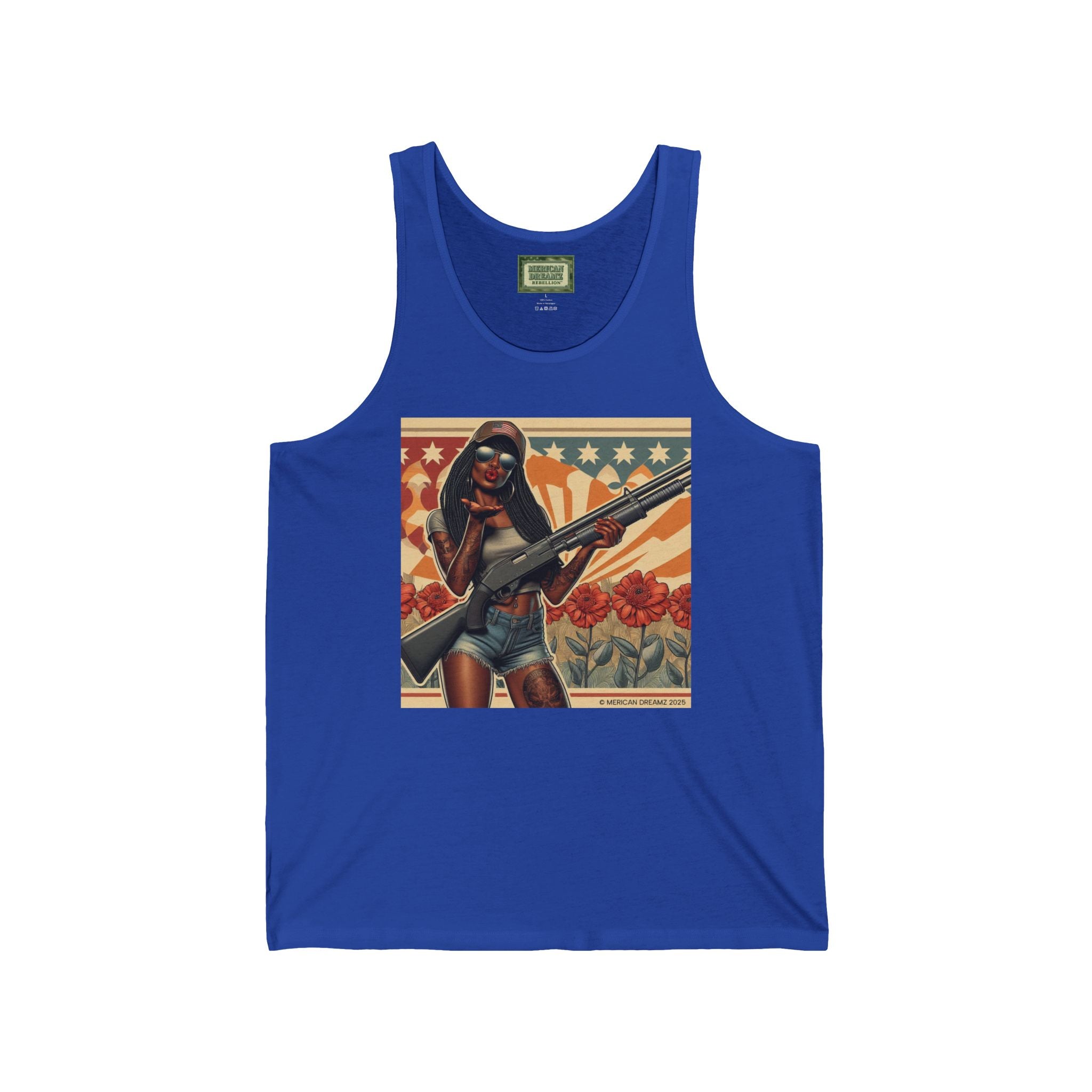 Patriotic Pin-Up Tank Top — Vintage American Flag Girl Graphic